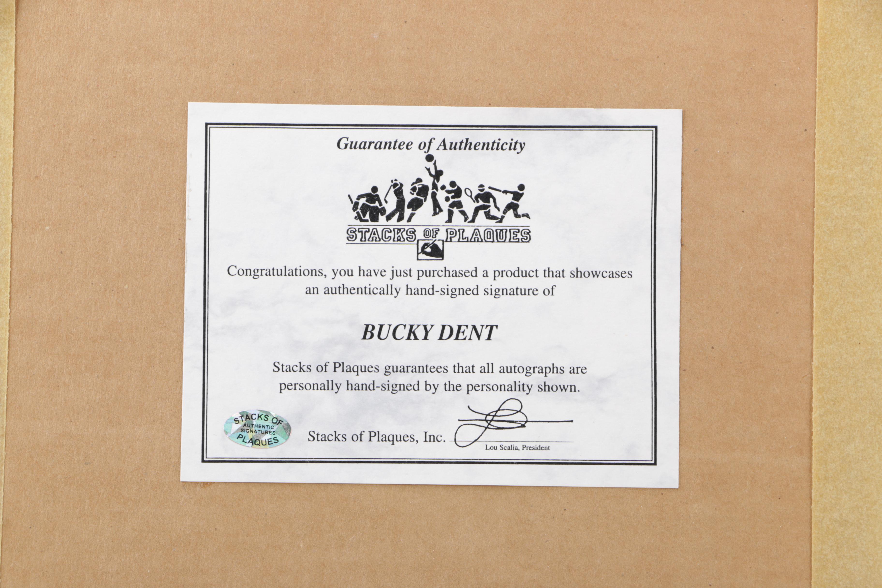 Bucky Dent Signed Photograph Print