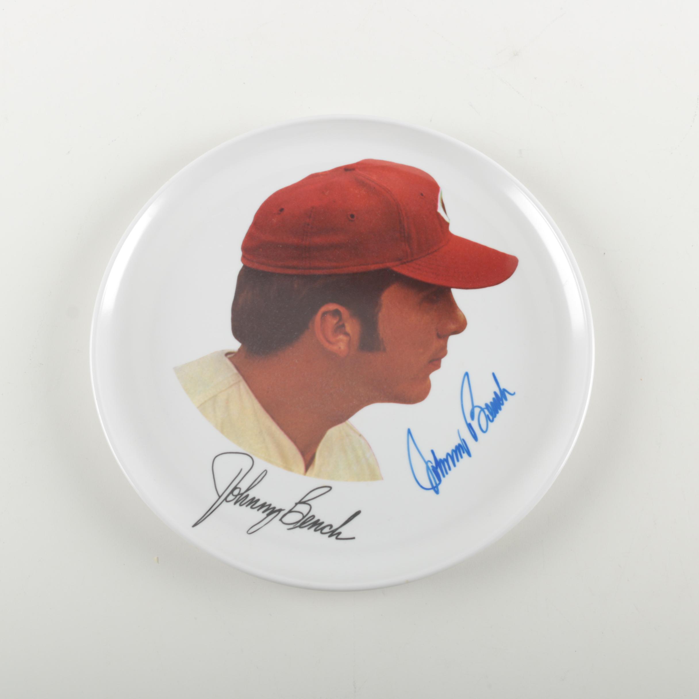 Signed Johnny Benches Home Plate Restaurant Dinner Plate