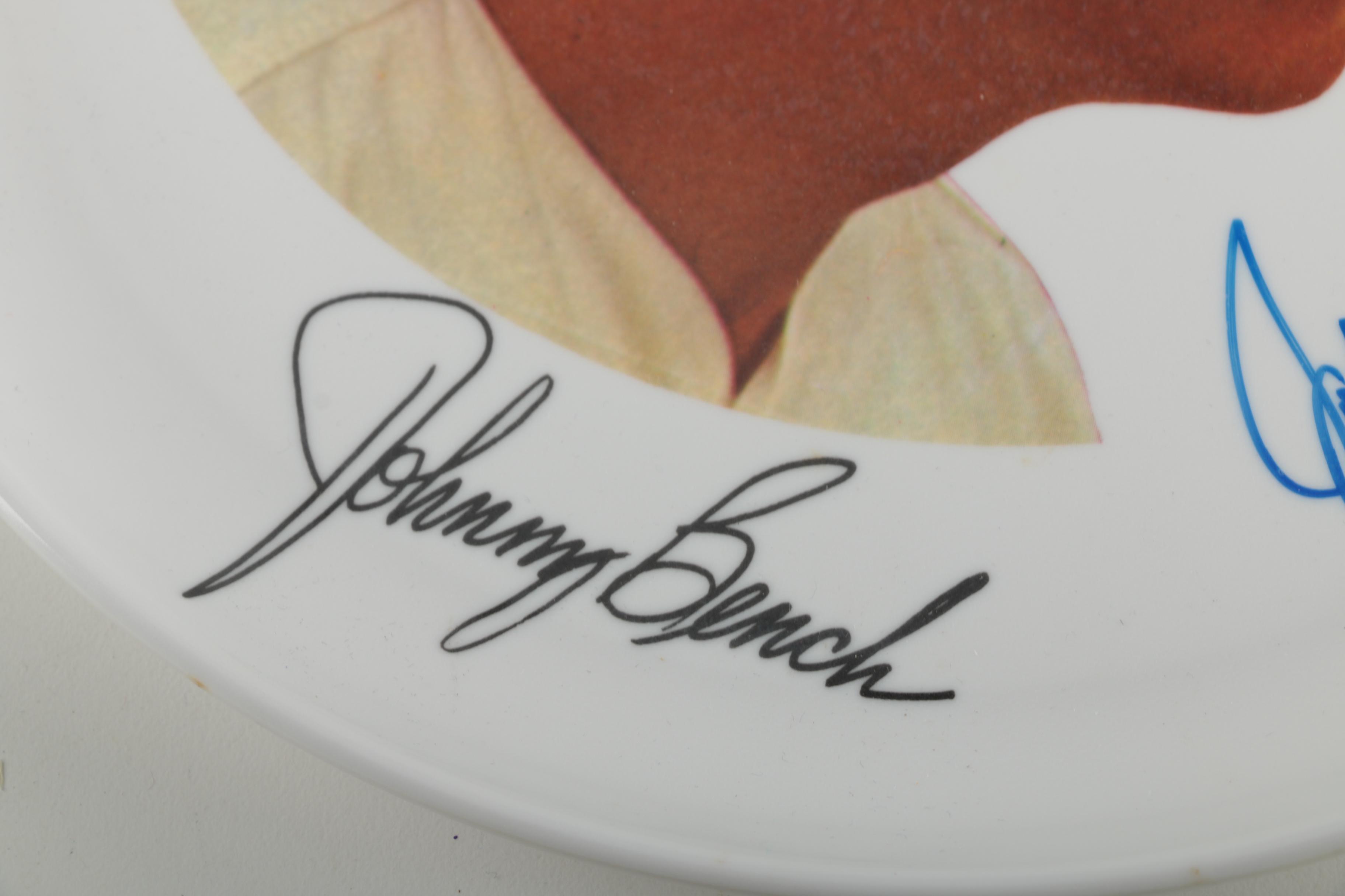 Signed Johnny Benches Home Plate Restaurant Dinner Plate