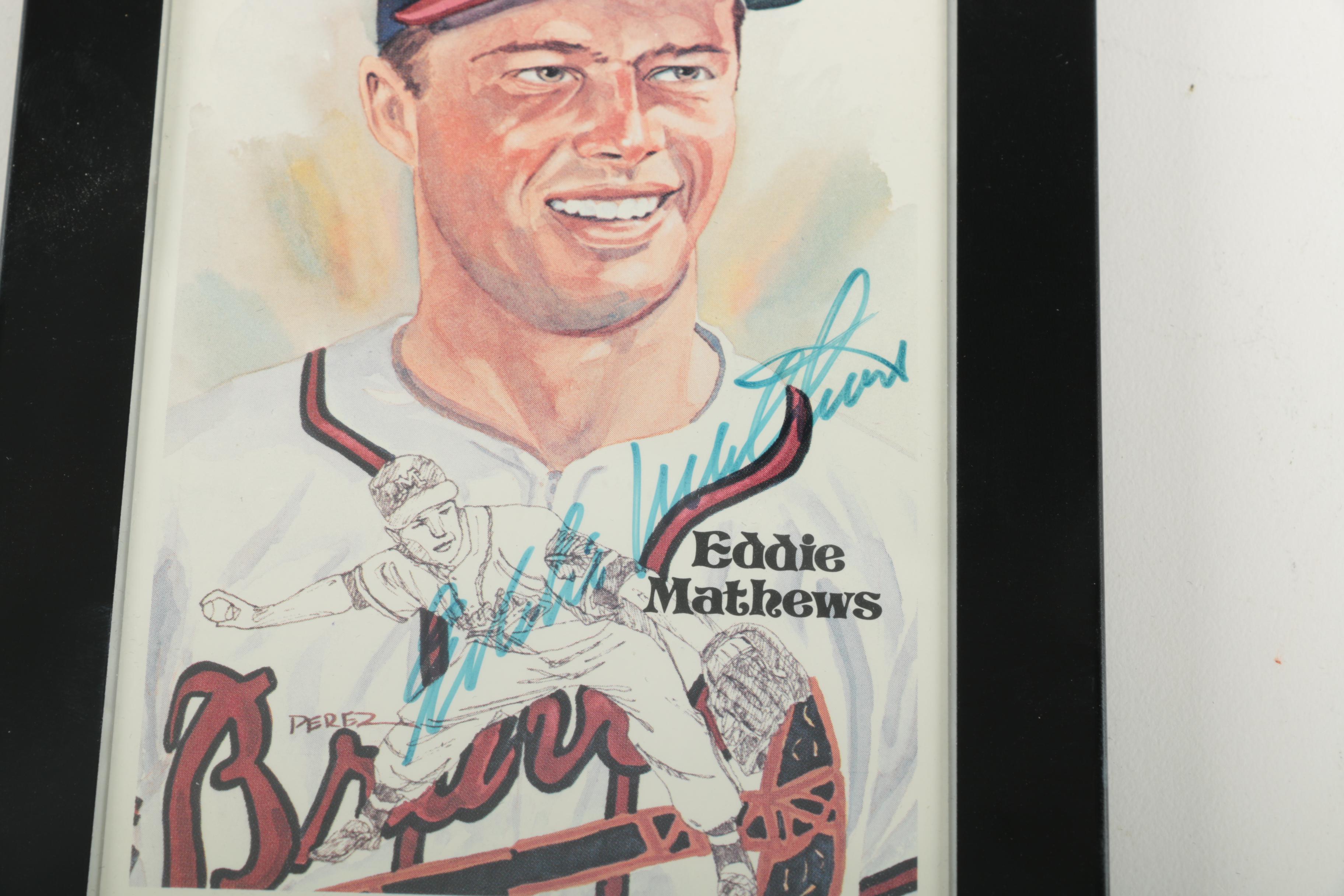Signed Offset Lithograph of Former Atlanta Braves Third Baseman Eddie Mathews