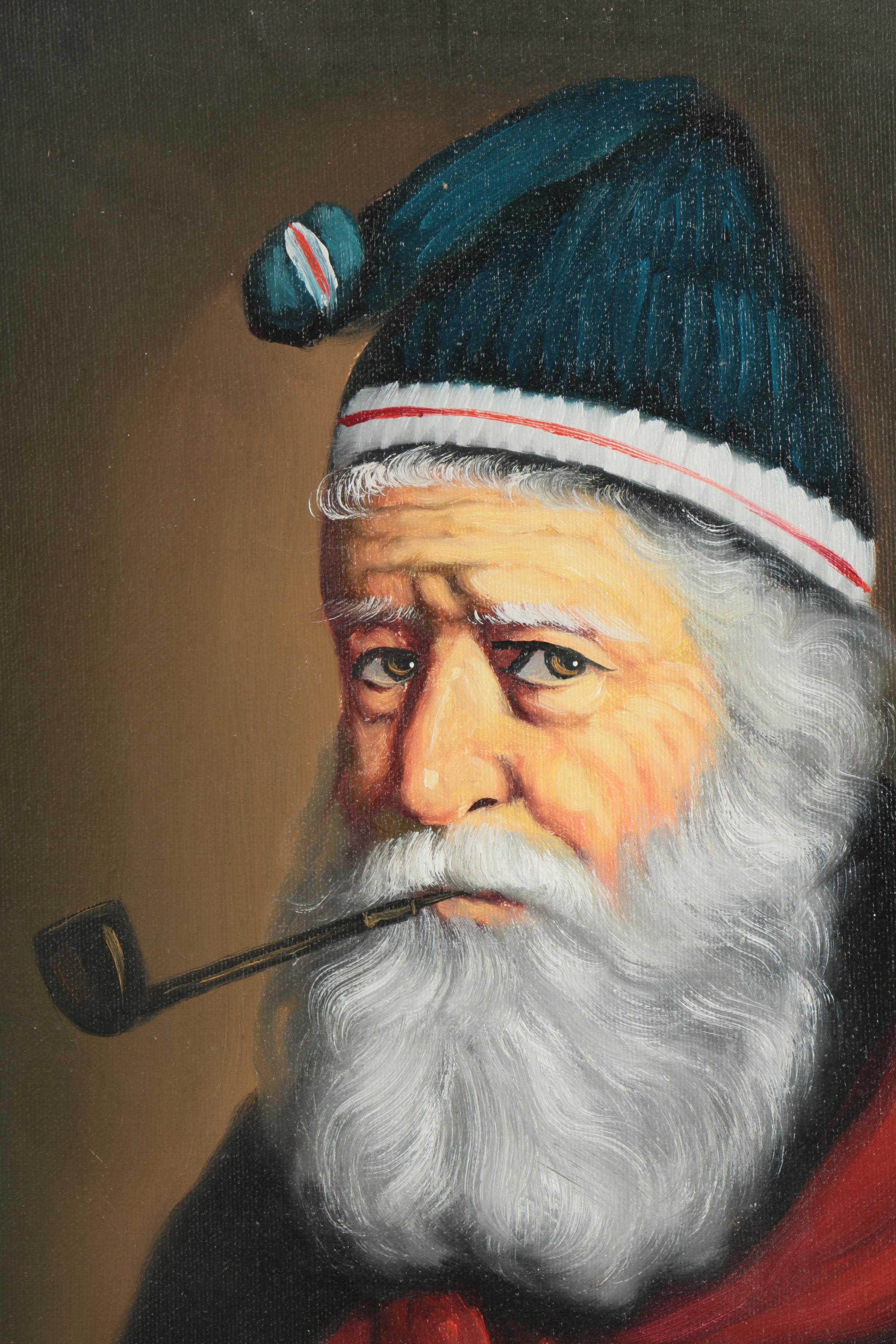 Van Meer Oil Portrait of a Man with a Pipe