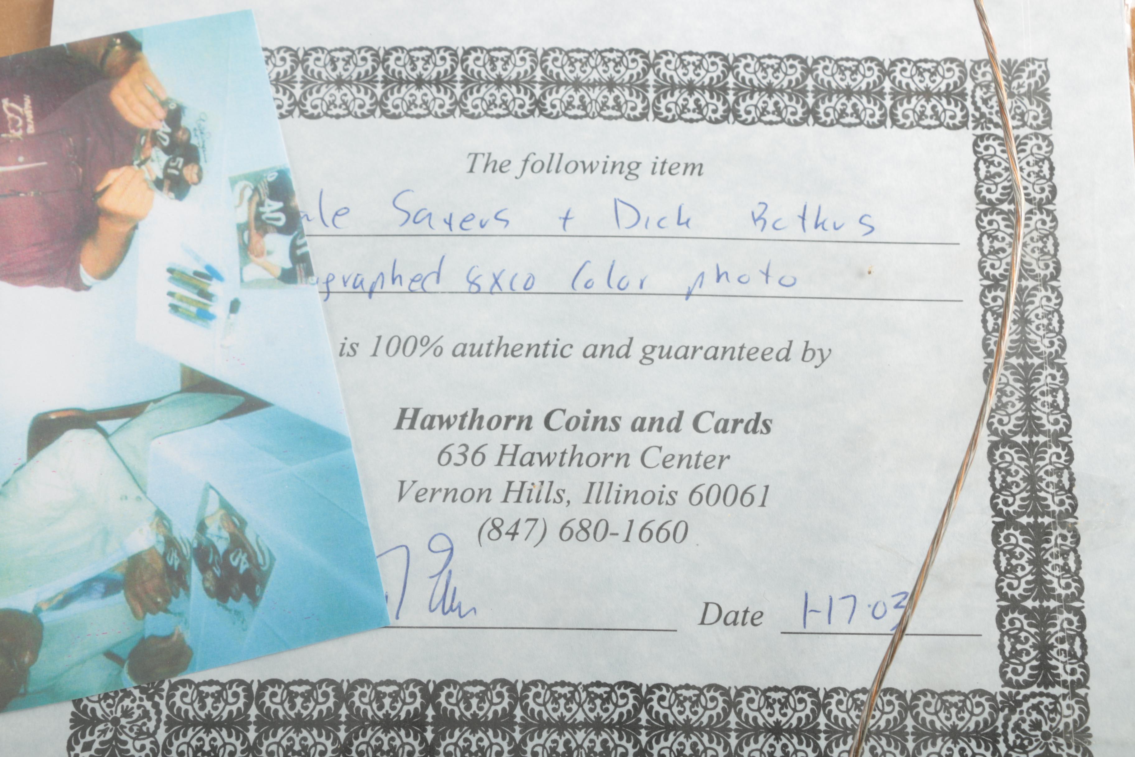 Signed Gale Sayers and Dick Butkus Photograph