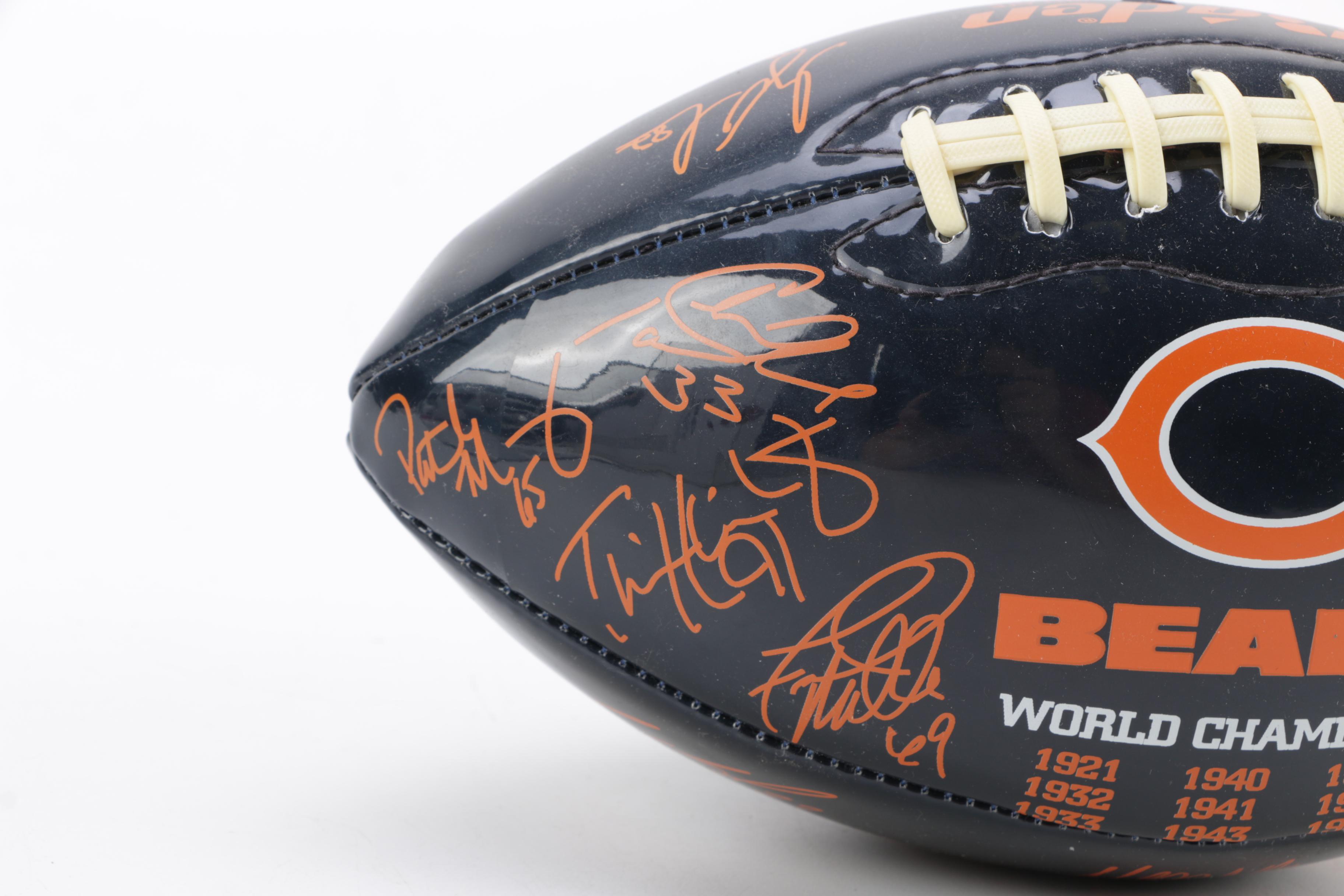 Laser Autographed Chicago Bears Football
