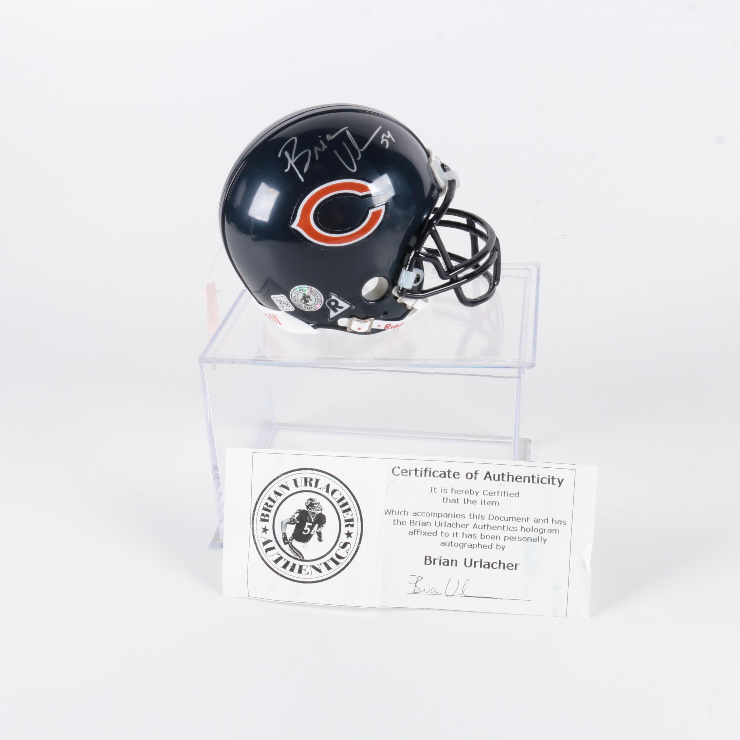 Brian Urlacher Signed Chicago Bears Helmet in Case