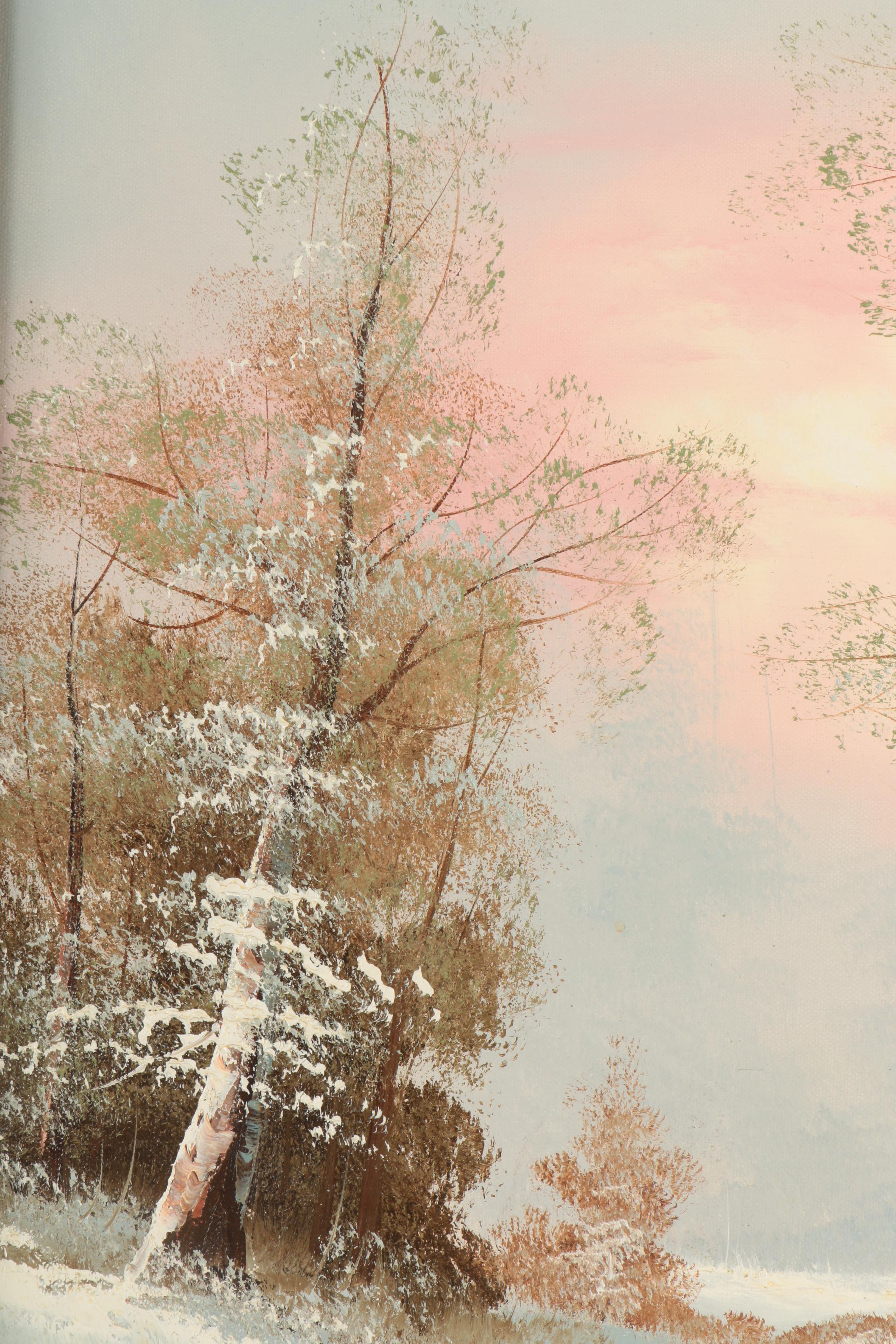 Alan Lampert Oil on Canvas of a Winter Landscape