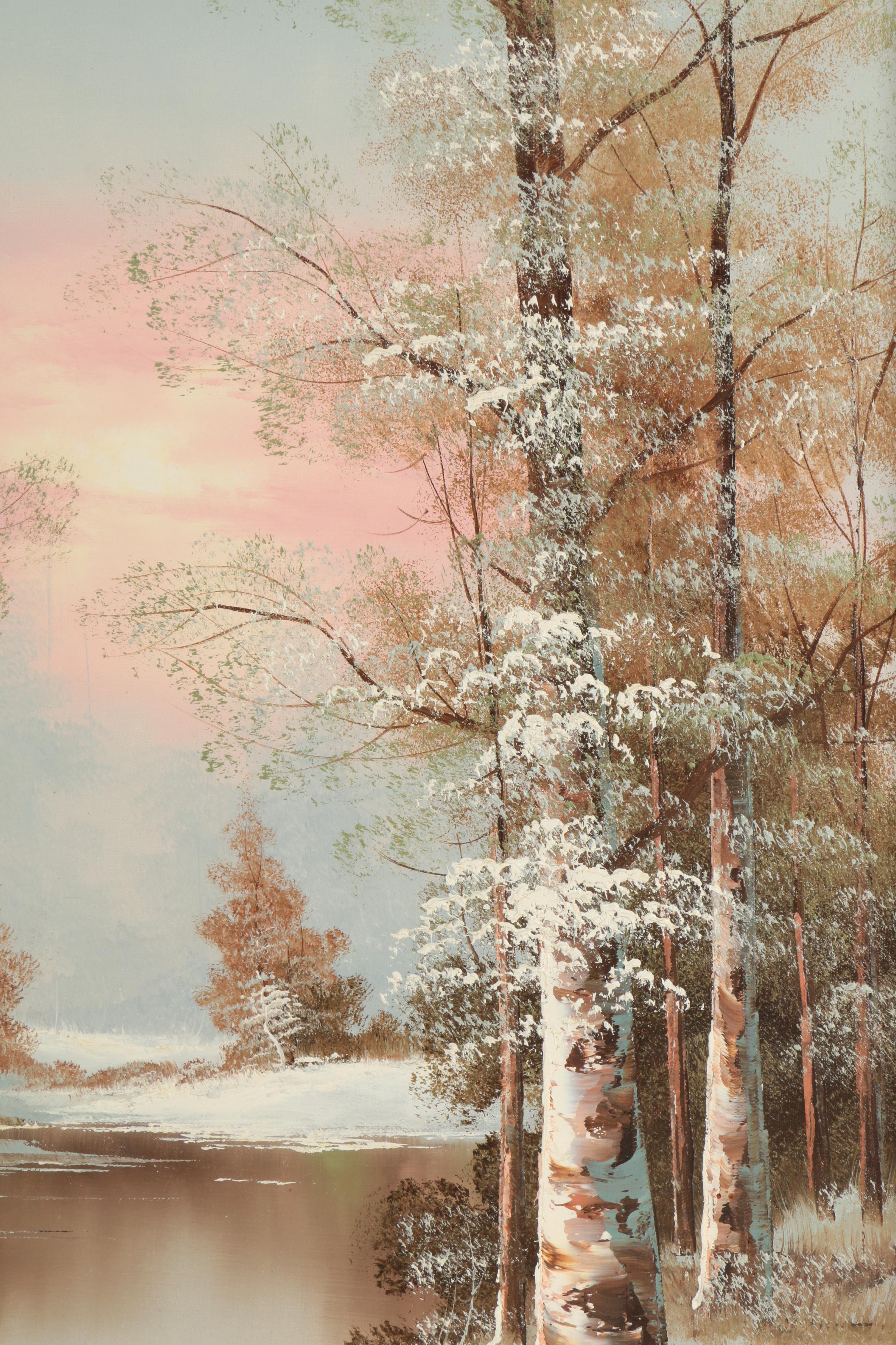 Alan Lampert Oil on Canvas of a Winter Landscape