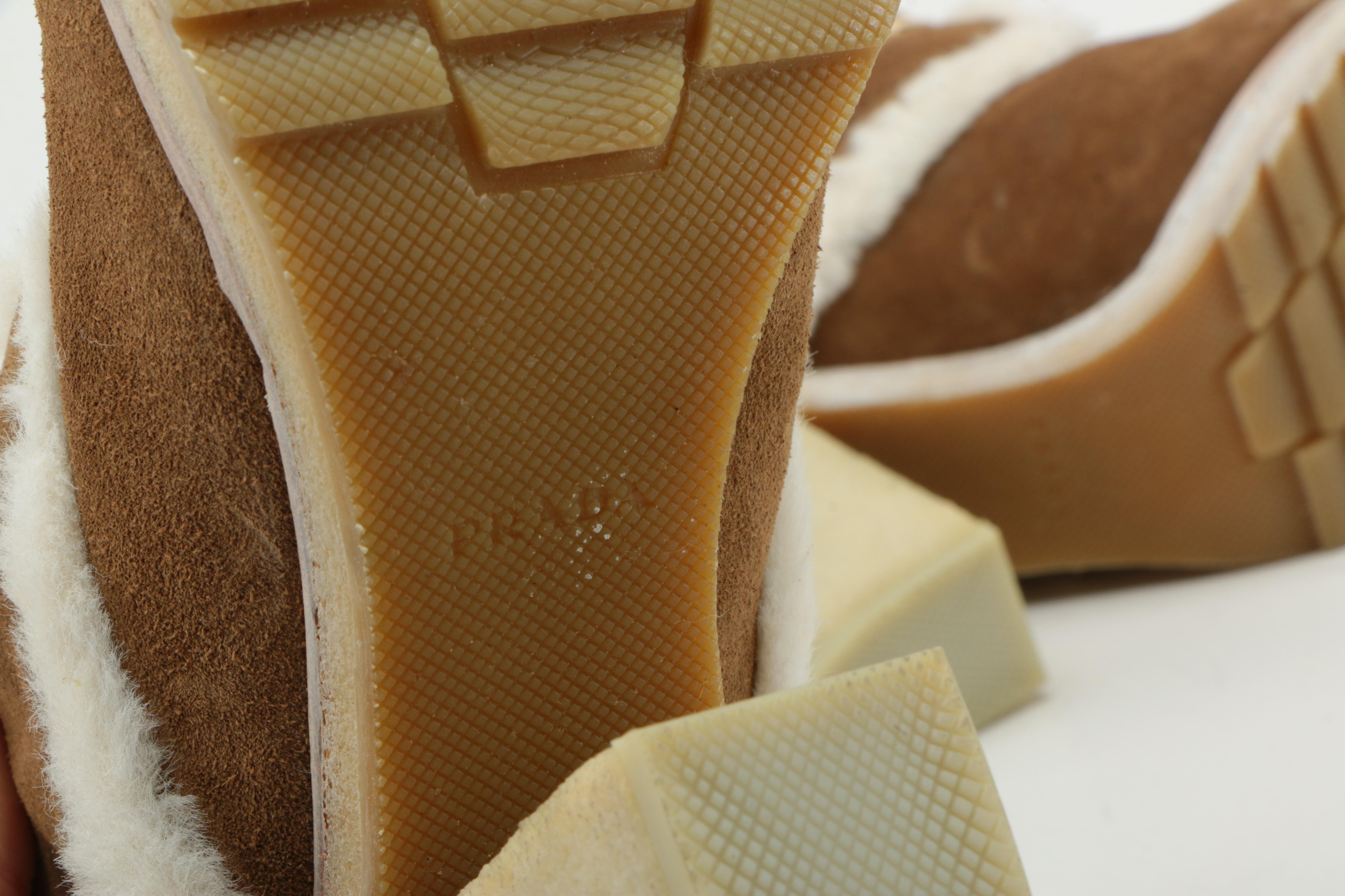 Prada Shearling Lined Brown Suede Chukka Boots