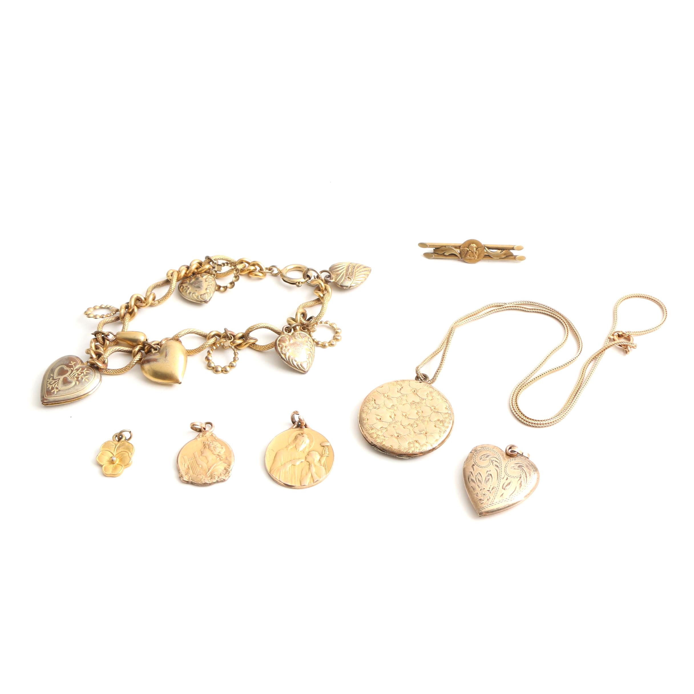 Assortment of Gold Tone Costume Jewelry