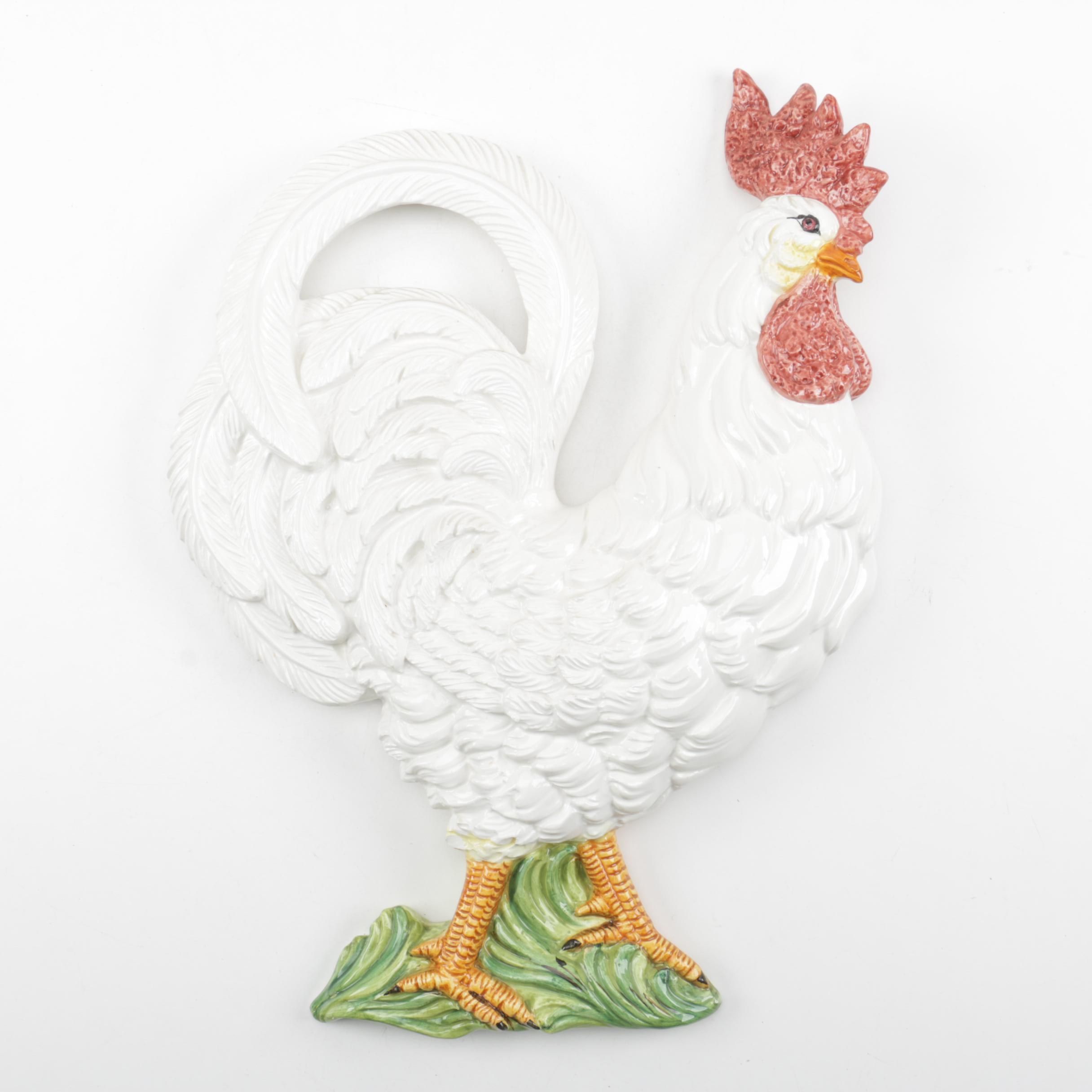 Italian Made Ceramic Rooster Figurine from Bassano