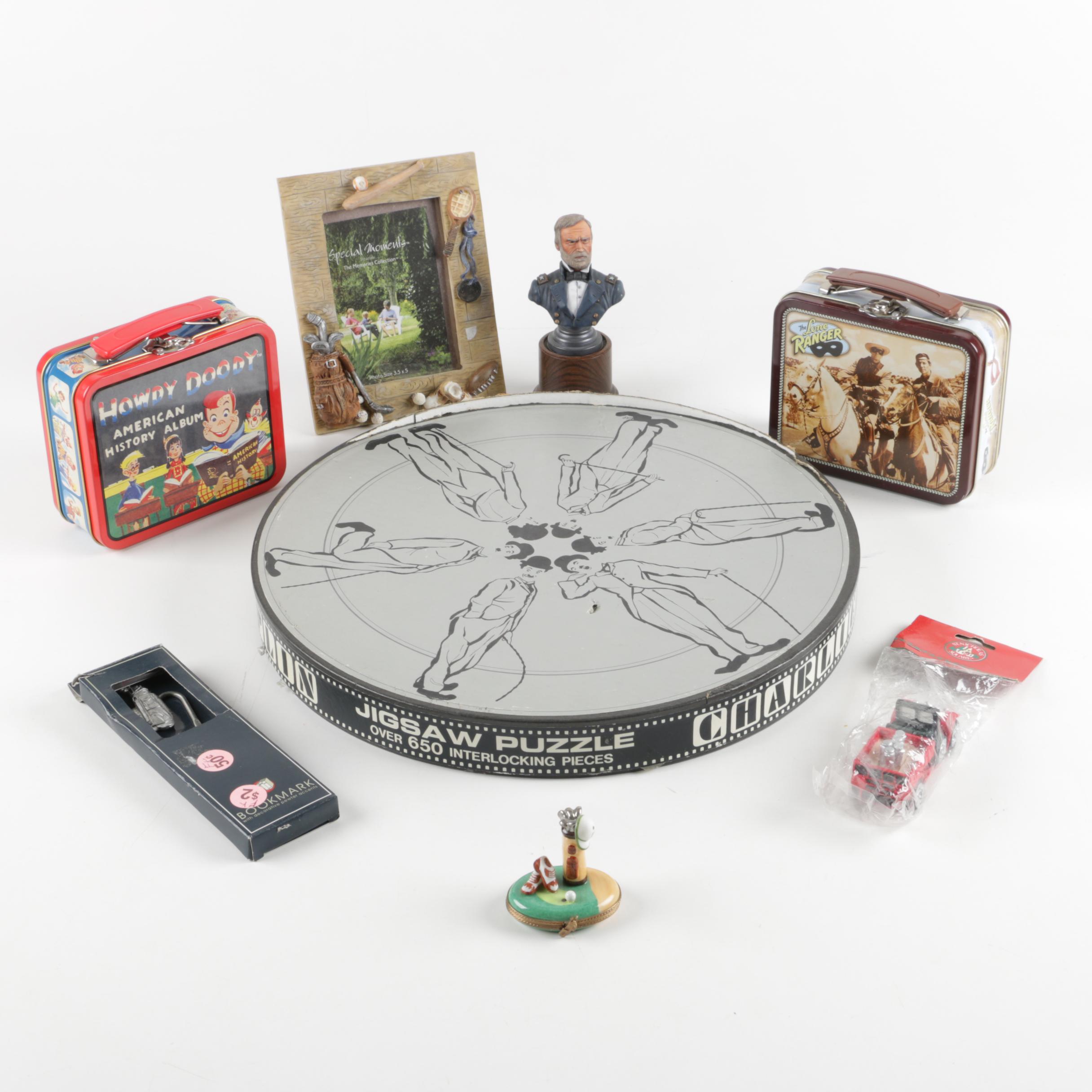 Golf Trinket Box, Charlie Chaplin Jigsaw Puzzle and Other Collectibles