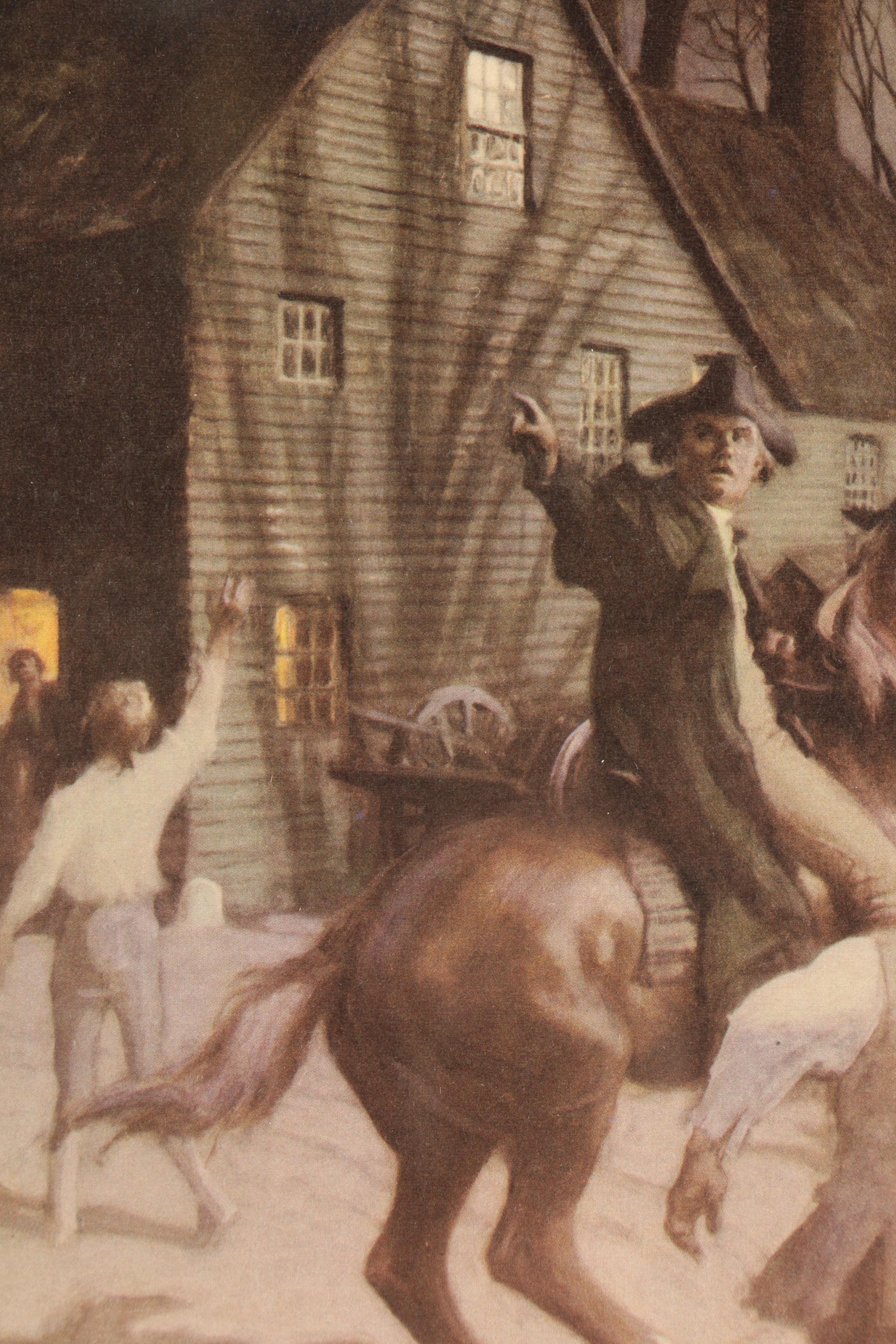 Offset Lithograph After Charles Hoffbauer "Paul Revere Gives the Alarm"