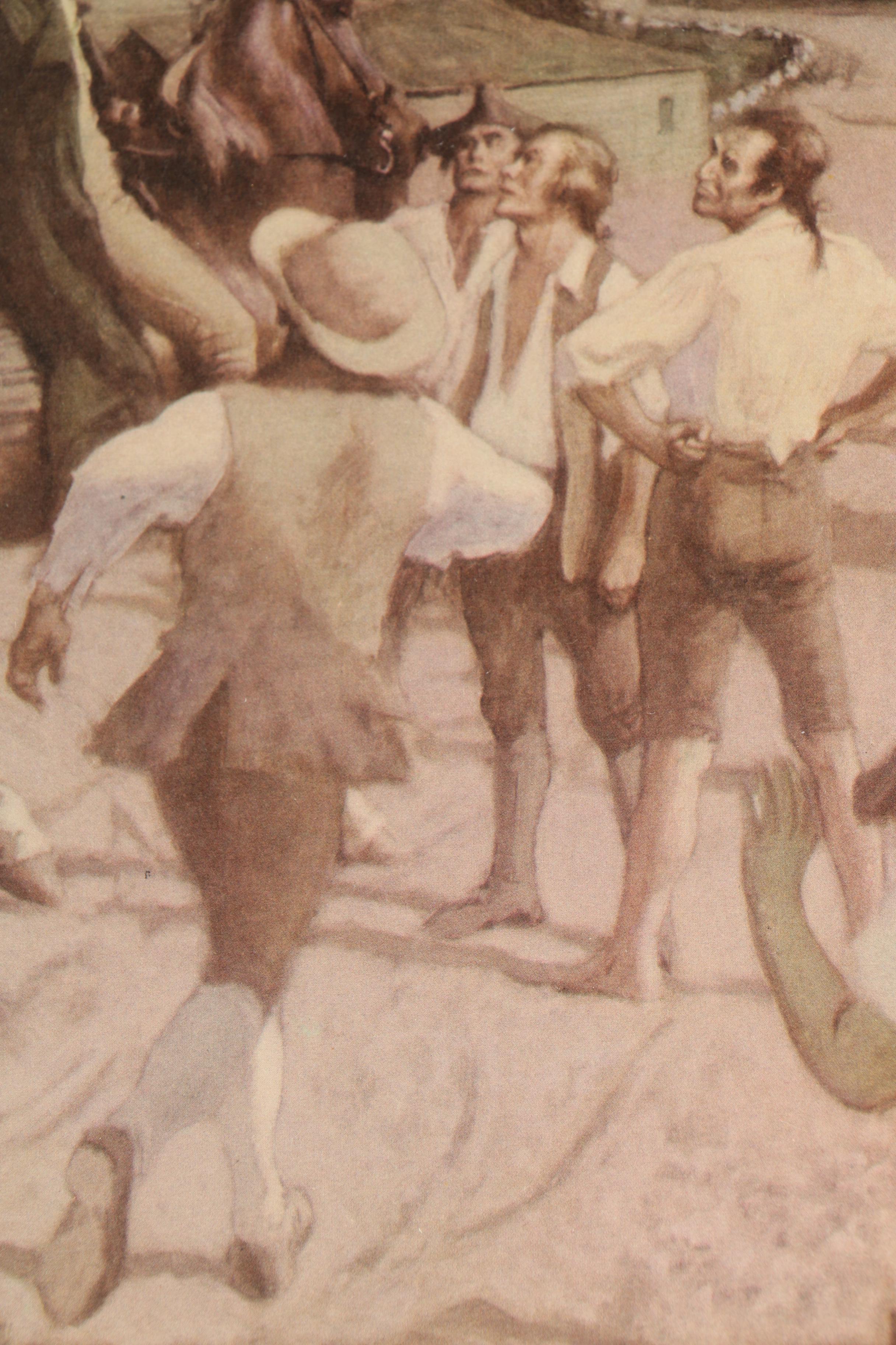 Offset Lithograph After Charles Hoffbauer "Paul Revere Gives the Alarm"