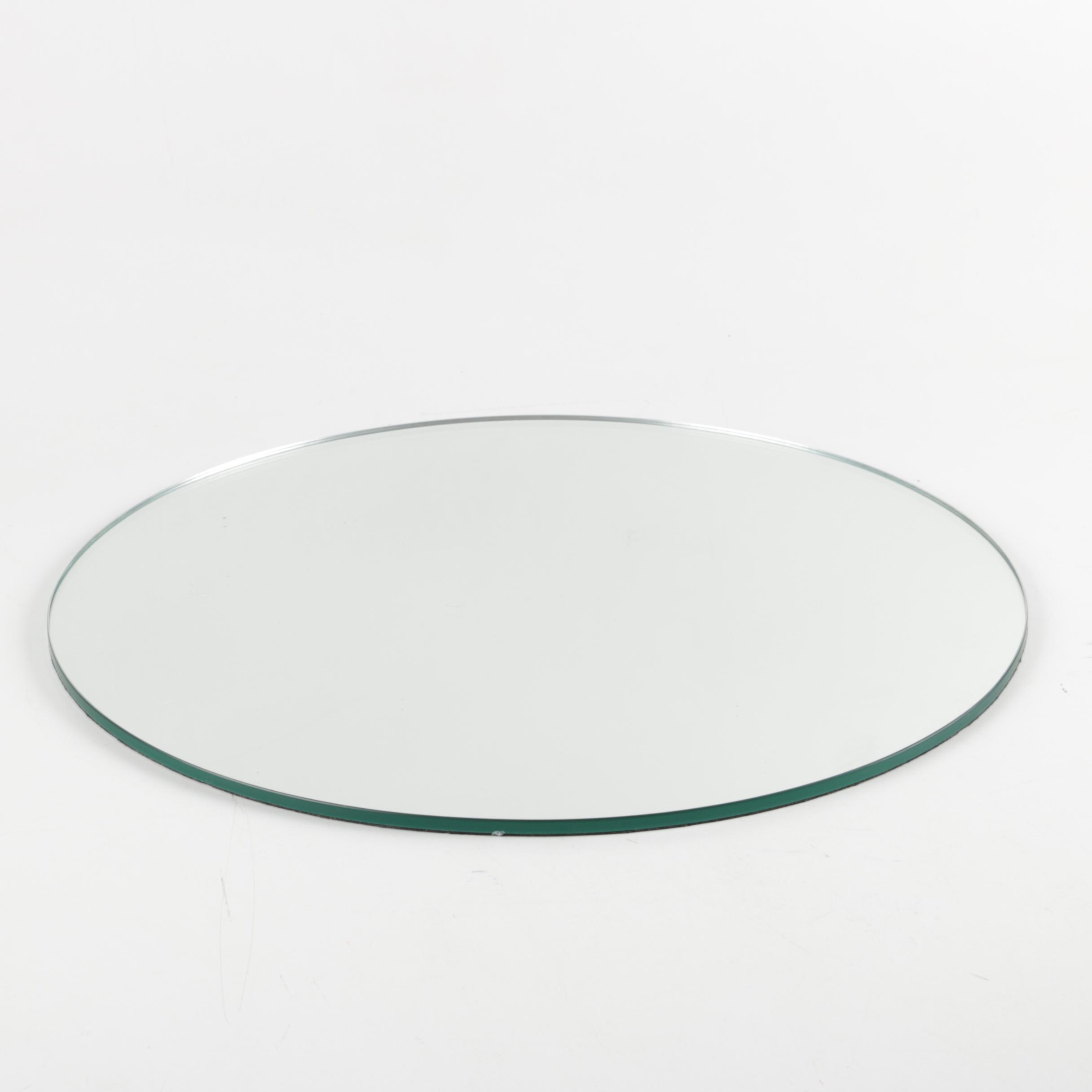 Mirrored Vanity Tray with Brass Tone Rim