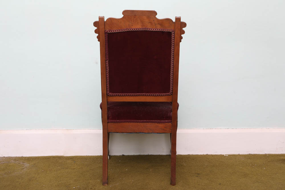 Vintage Eastlake Style Side Chair and Foot Stool