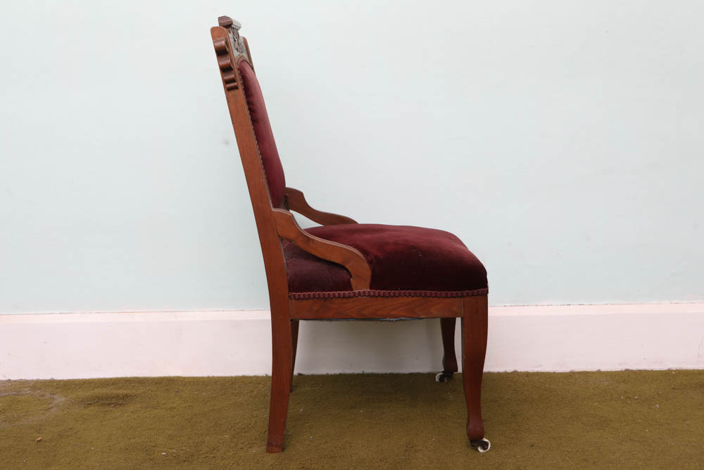 Vintage Eastlake Style Side Chair and Foot Stool