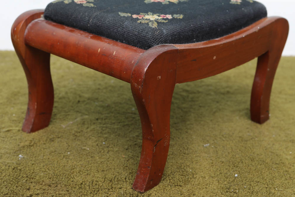 Vintage Eastlake Style Side Chair and Foot Stool