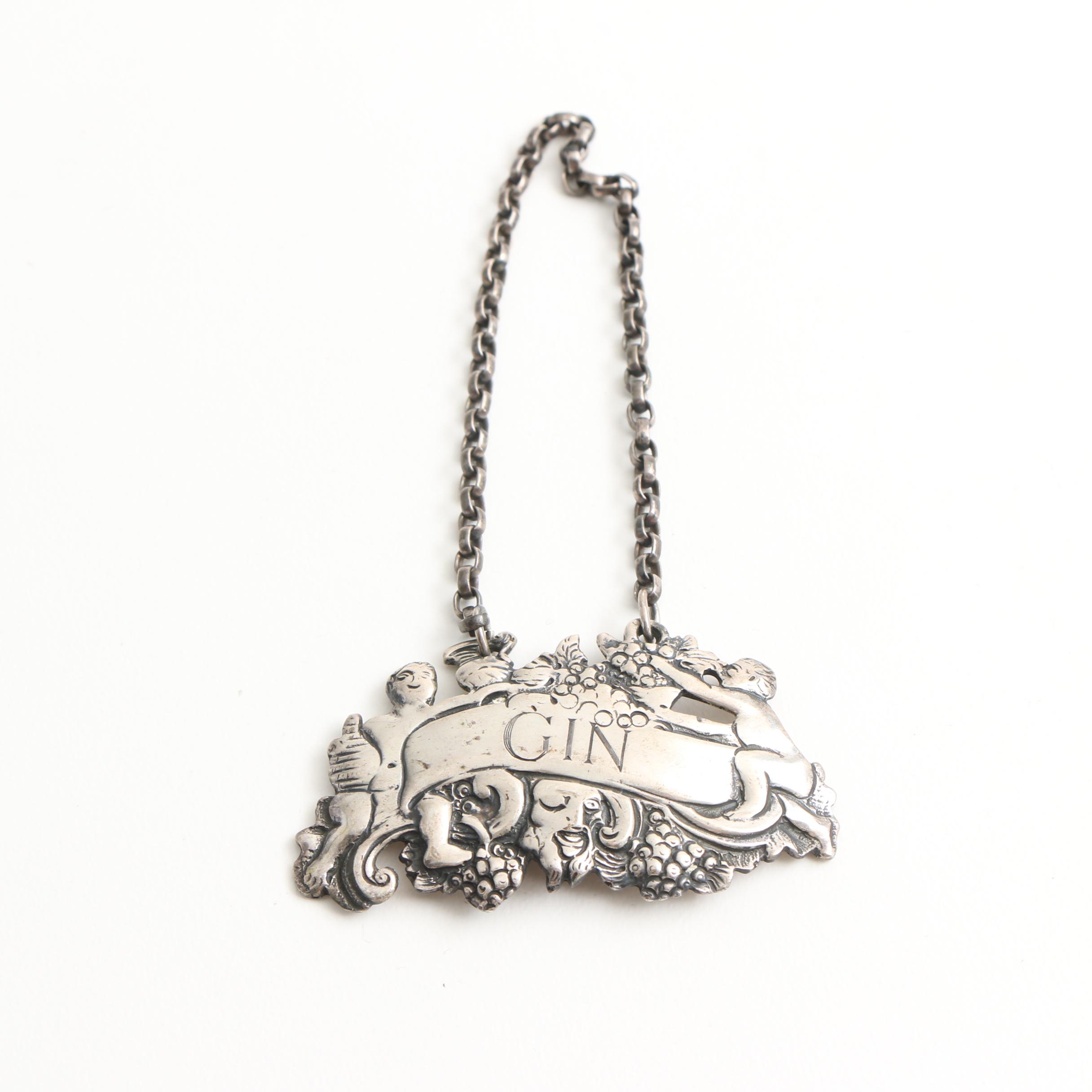 Sterling Silver Gin Decanter Label