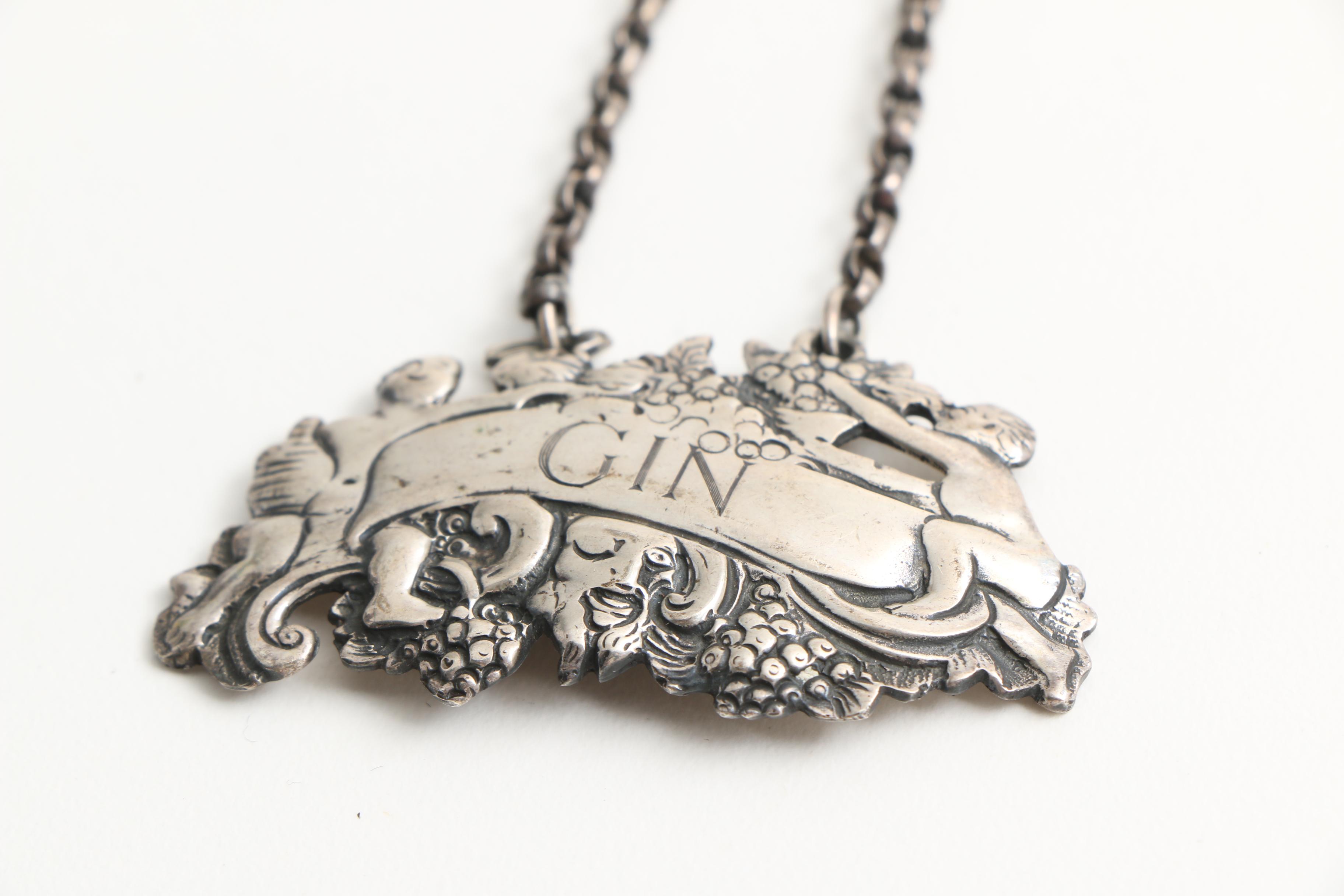 Sterling Silver Gin Decanter Label