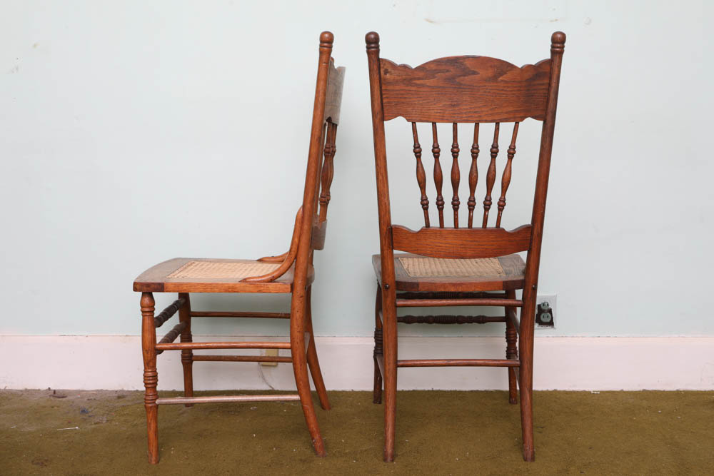 Oak Dining Chairs with Cane Seats