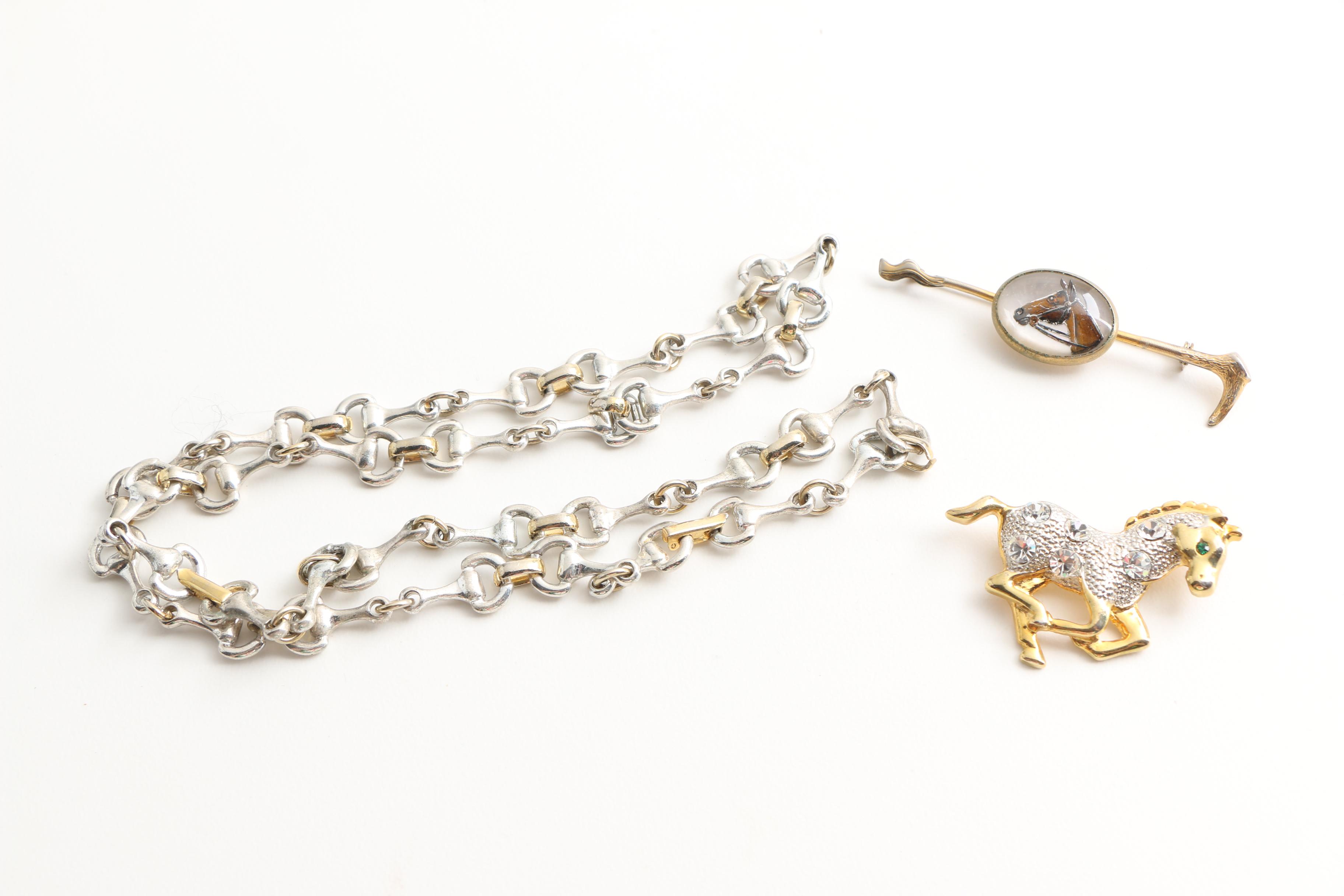 Assortment of Equestrian Themed Costume Jewelry