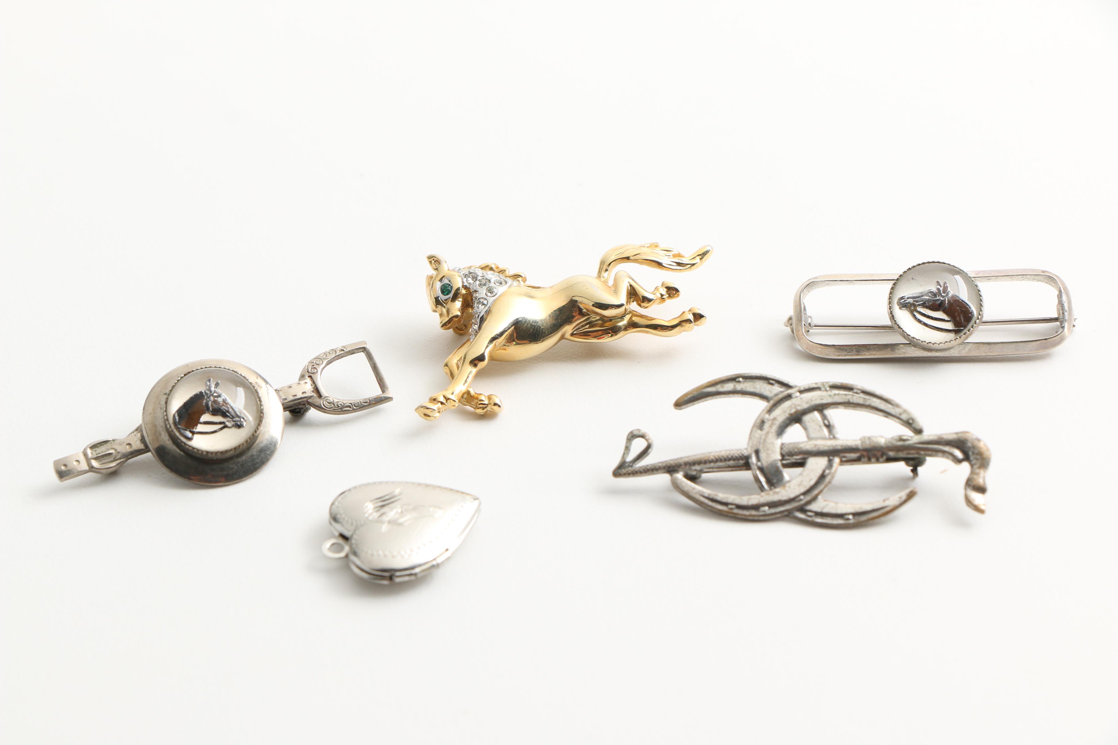 Assortment of Equestrian Themed Costume Jewelry