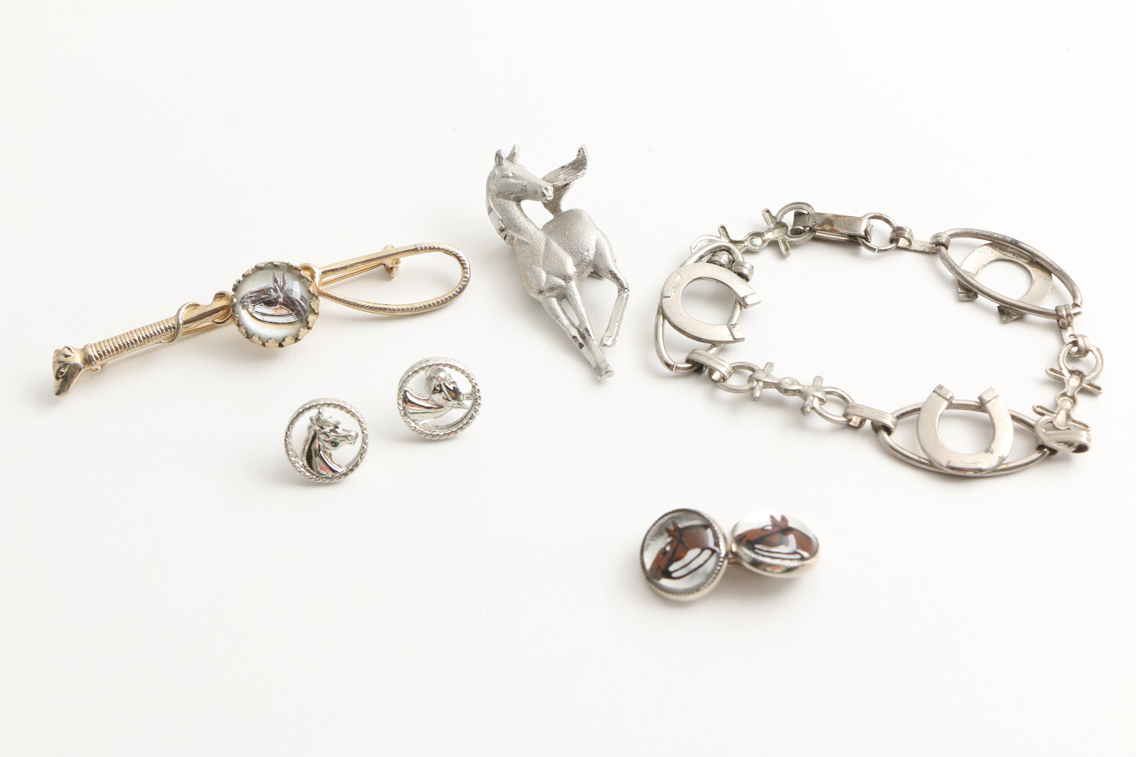 Assortment of Equestrian Themed Costume Jewelry