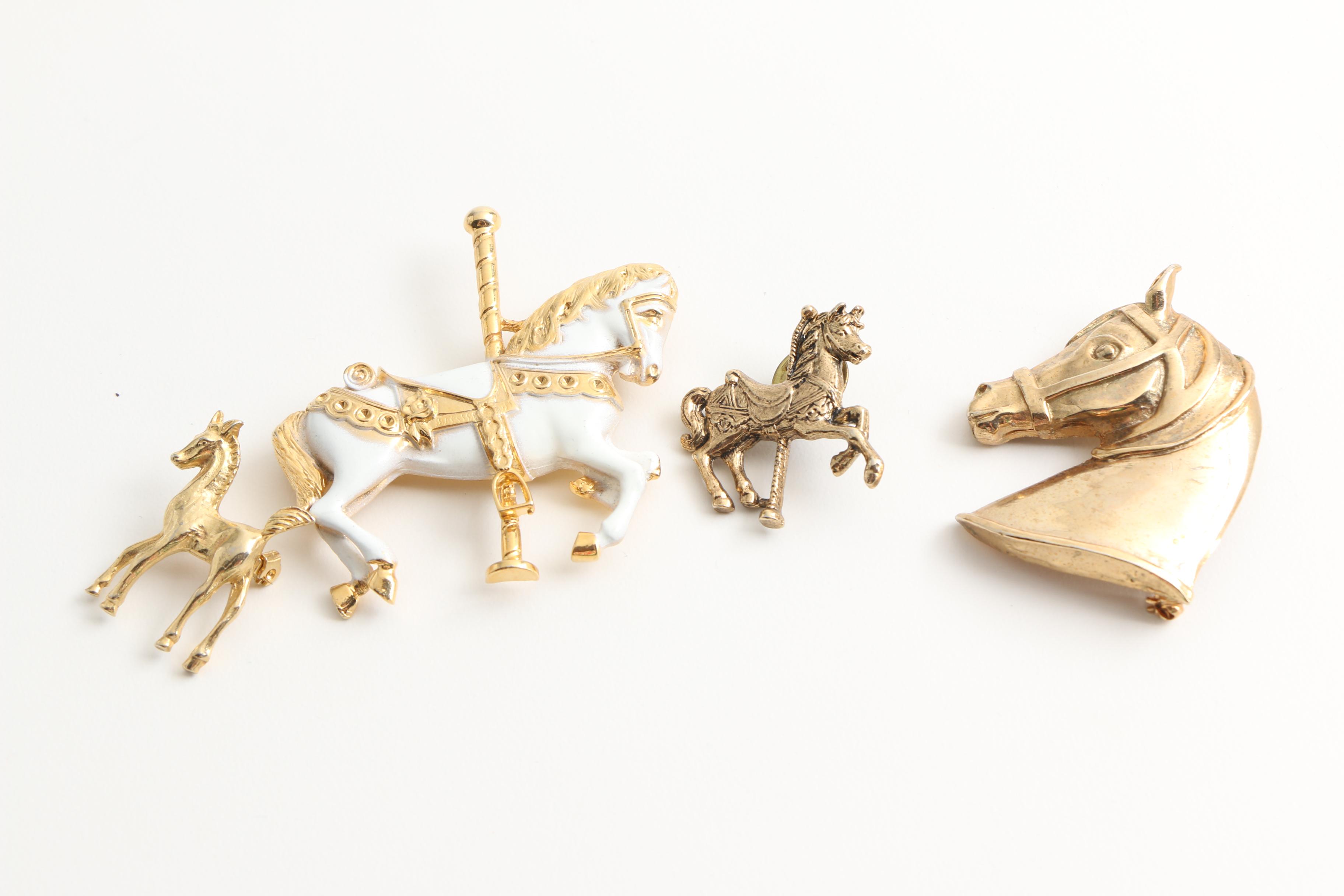 Assortment of Equestrian Themed Costume Jewelry