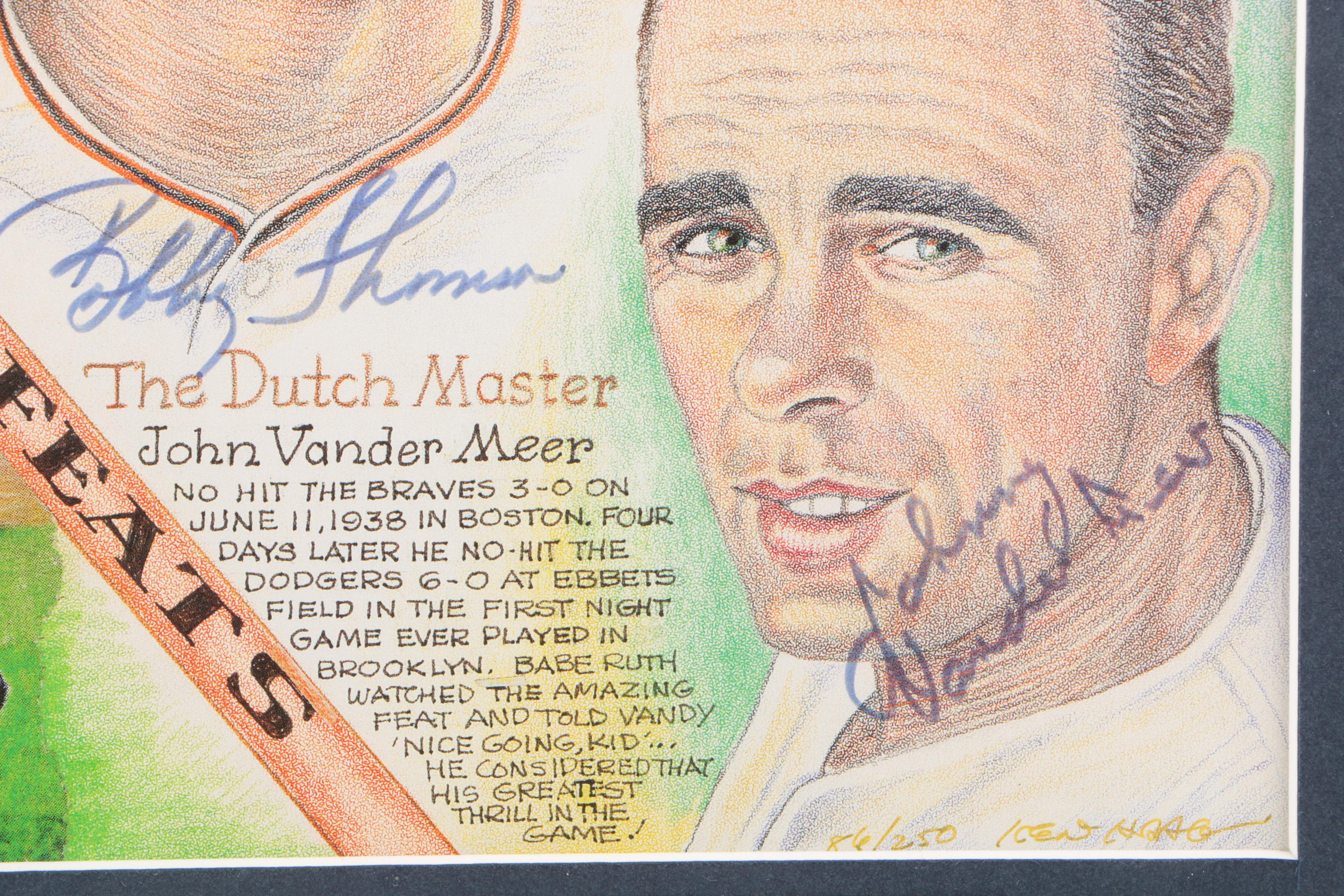 Don Larsen, Bobby Thomson, Johnny Vander Meer Signed Print