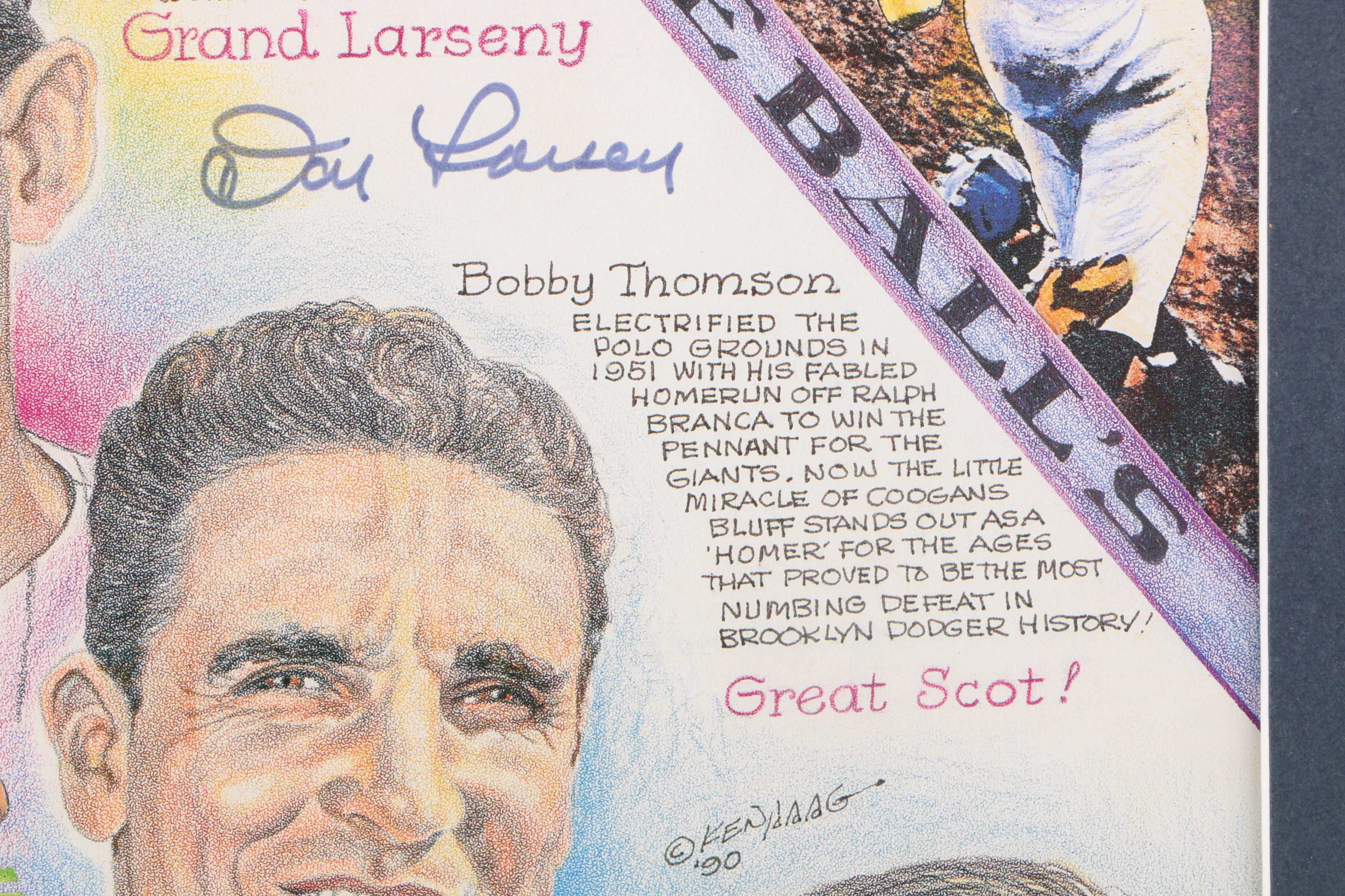 Don Larsen, Bobby Thomson, Johnny Vander Meer Signed Print