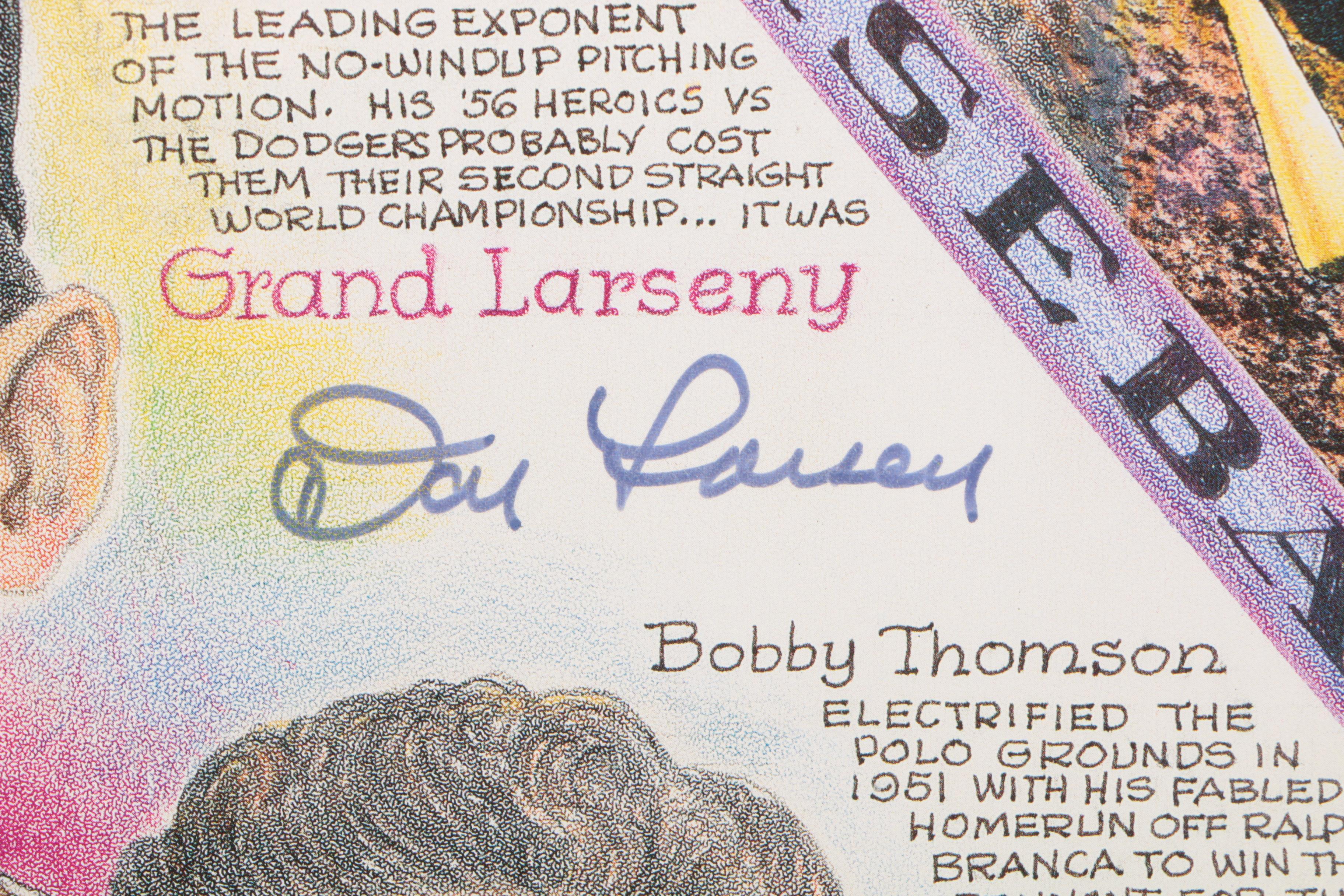 Don Larsen, Bobby Thomson, Johnny Vander Meer Signed Print