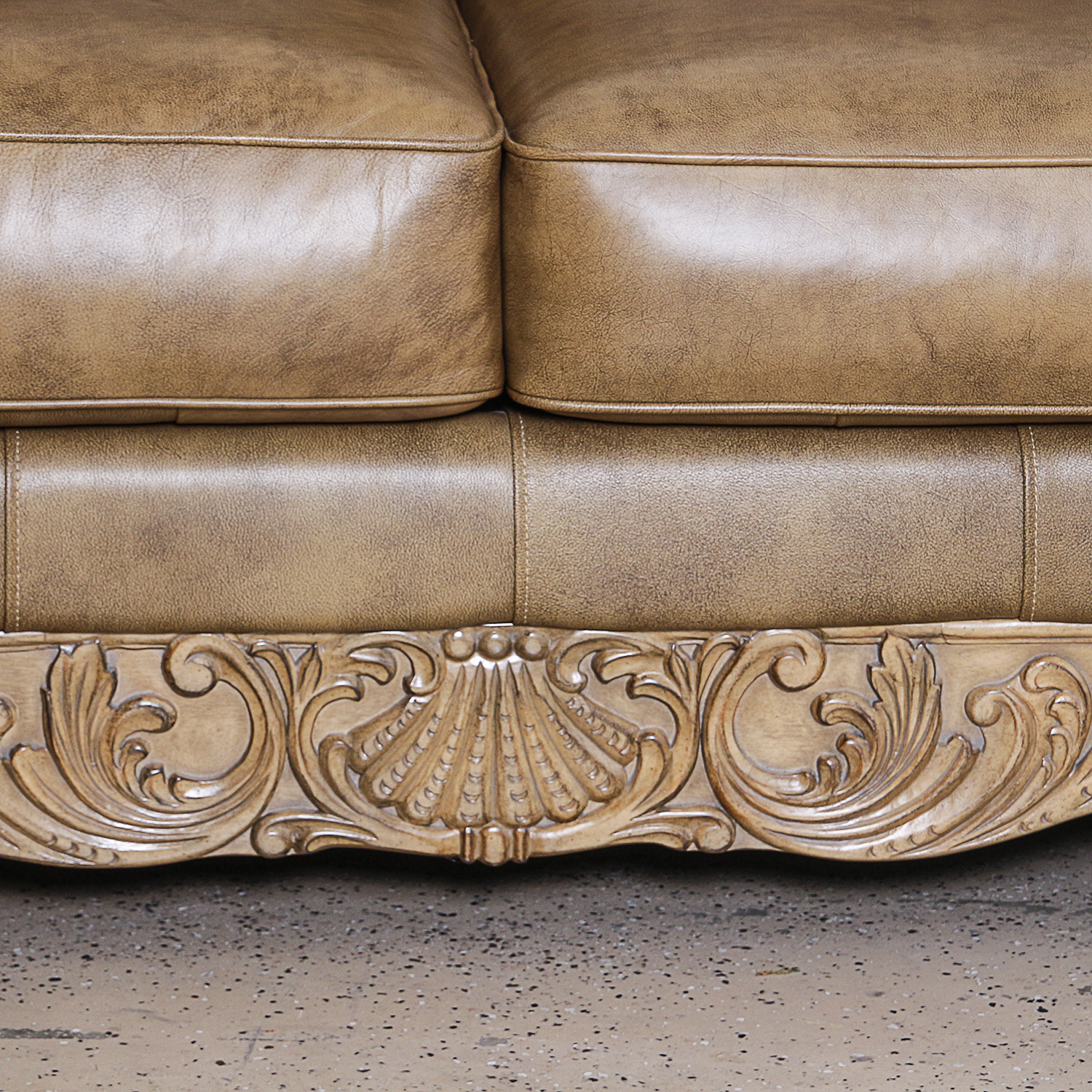 Queen Anne Style Leather Loveseat