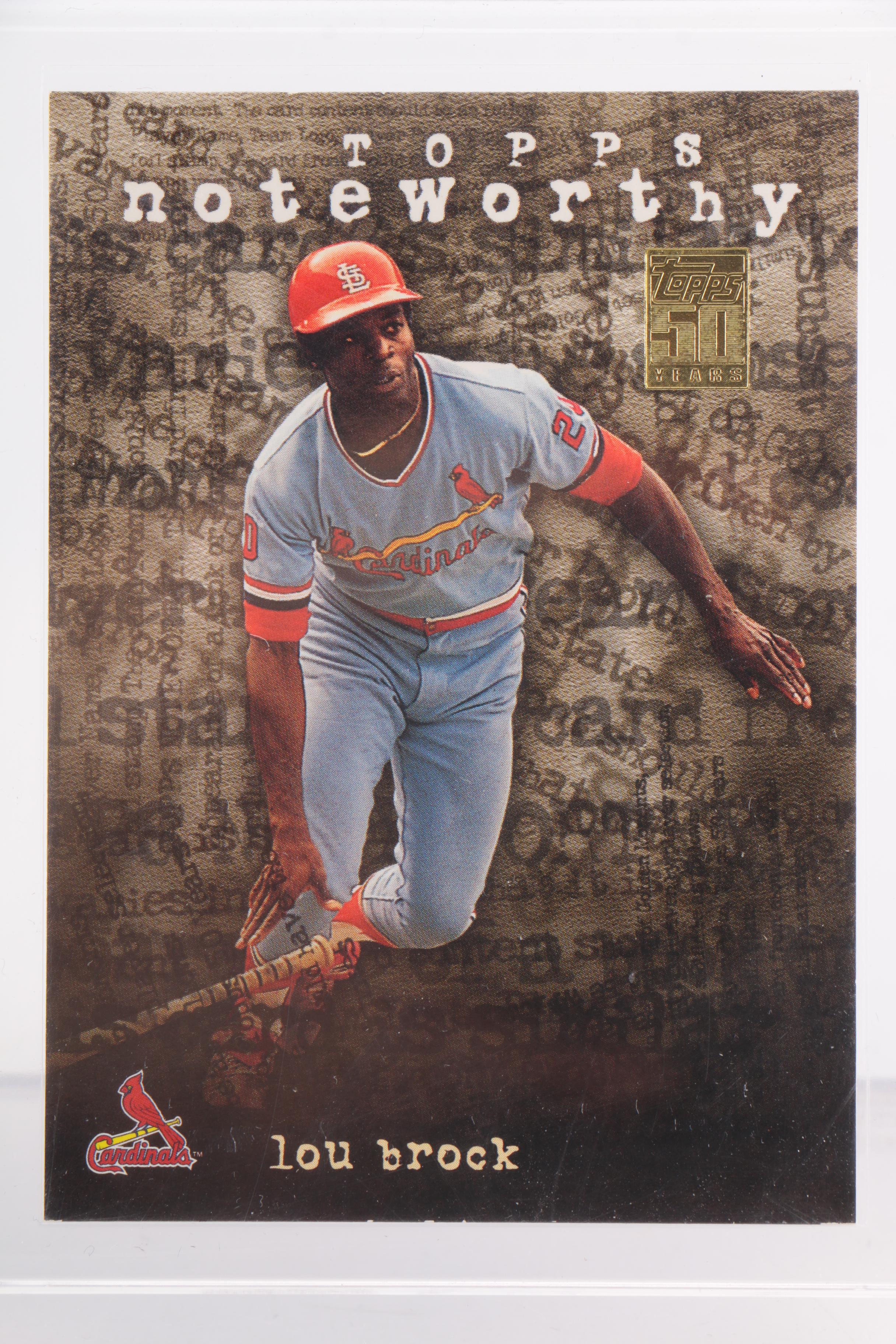 Lou Brock Signed Baseball with Topps Card