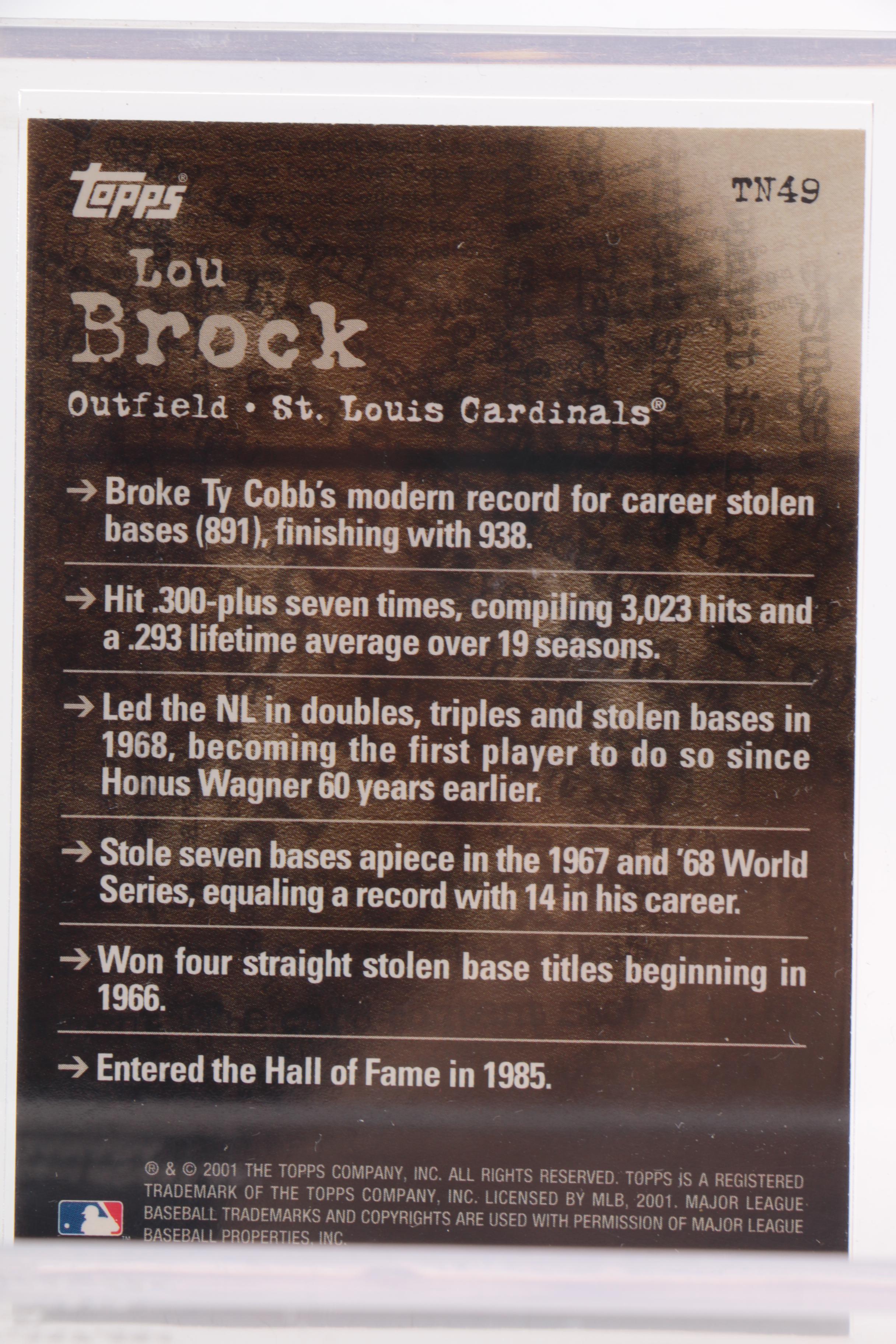 Lou Brock Signed Baseball with Topps Card