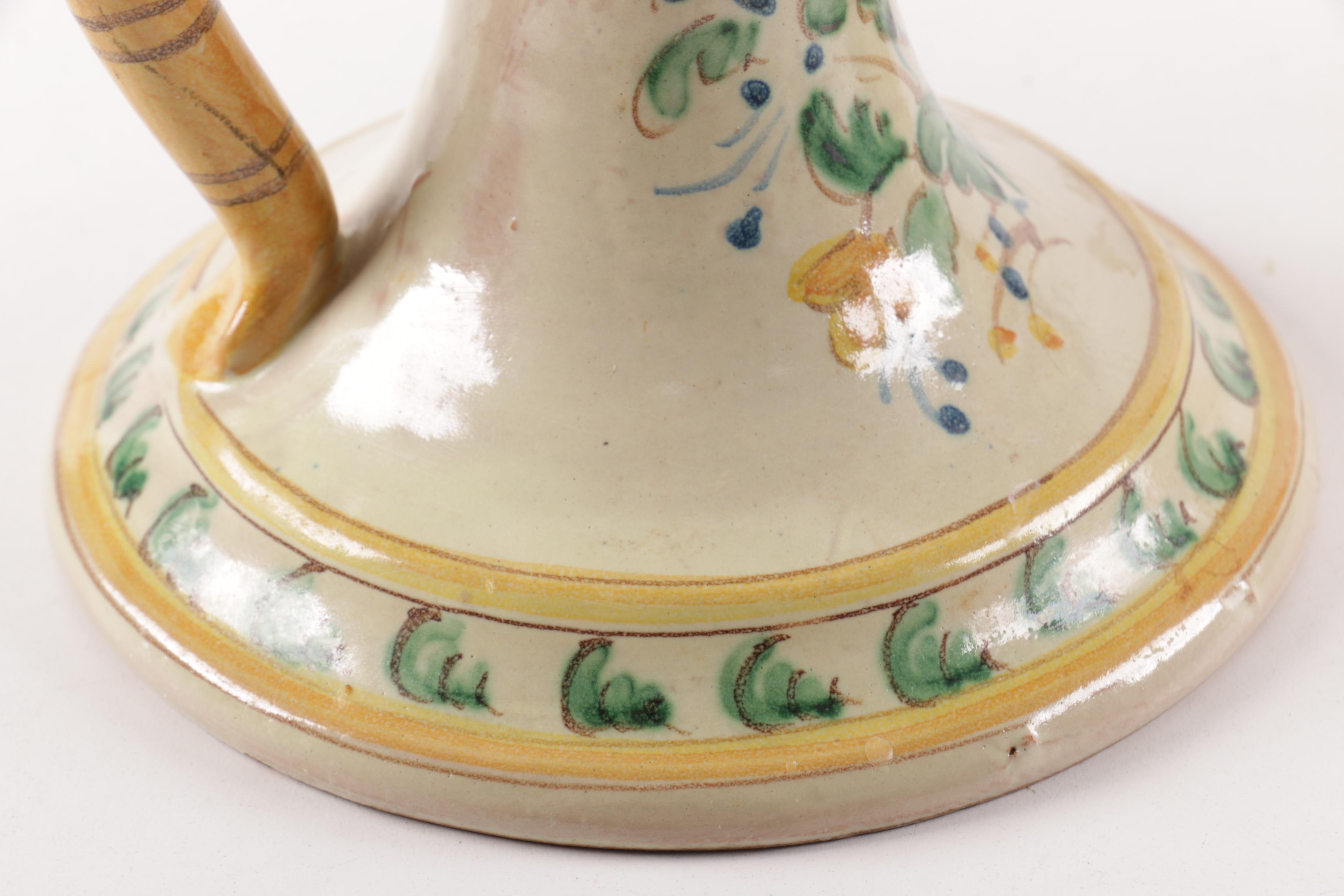 Giacomo Alessi Handmade Sicilian Ceramic Duck Motif Candlesticks