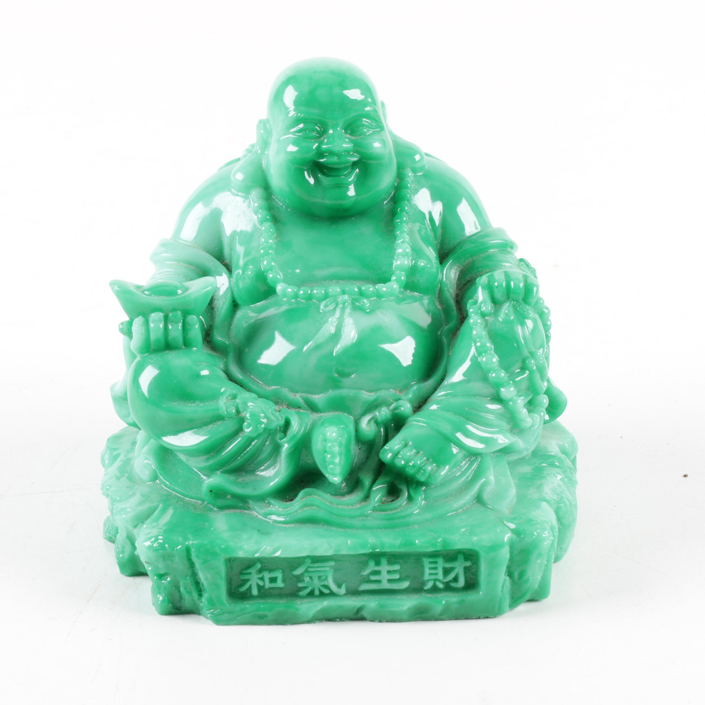 Chinese Green Budai Figurine
