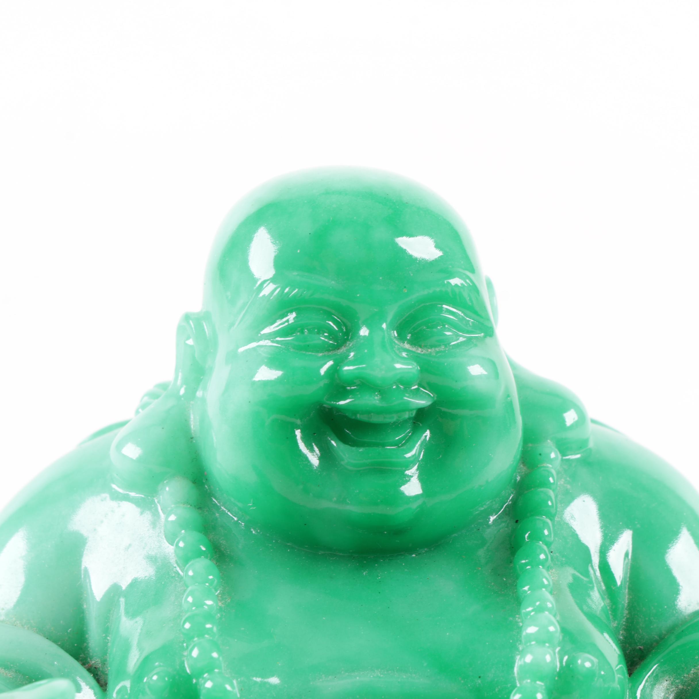 Chinese Green Budai Figurine