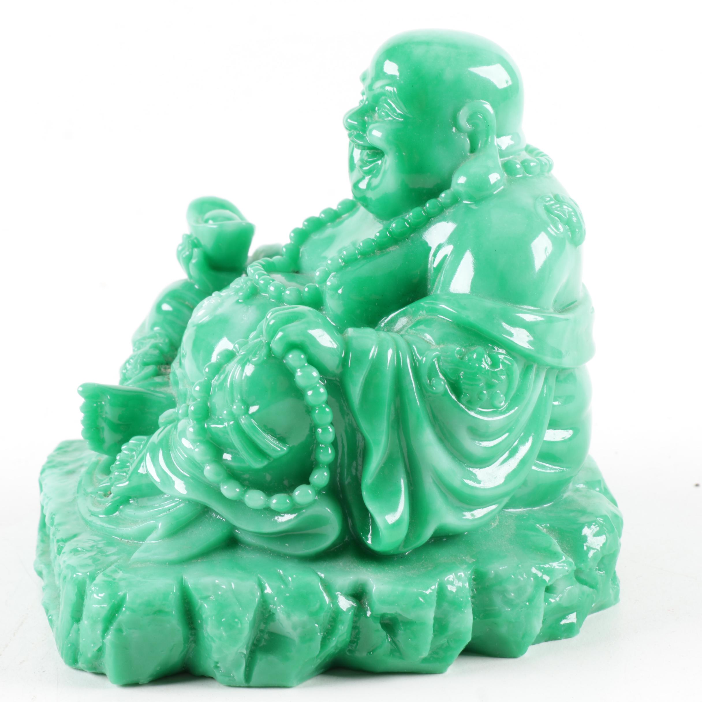 Chinese Green Budai Figurine