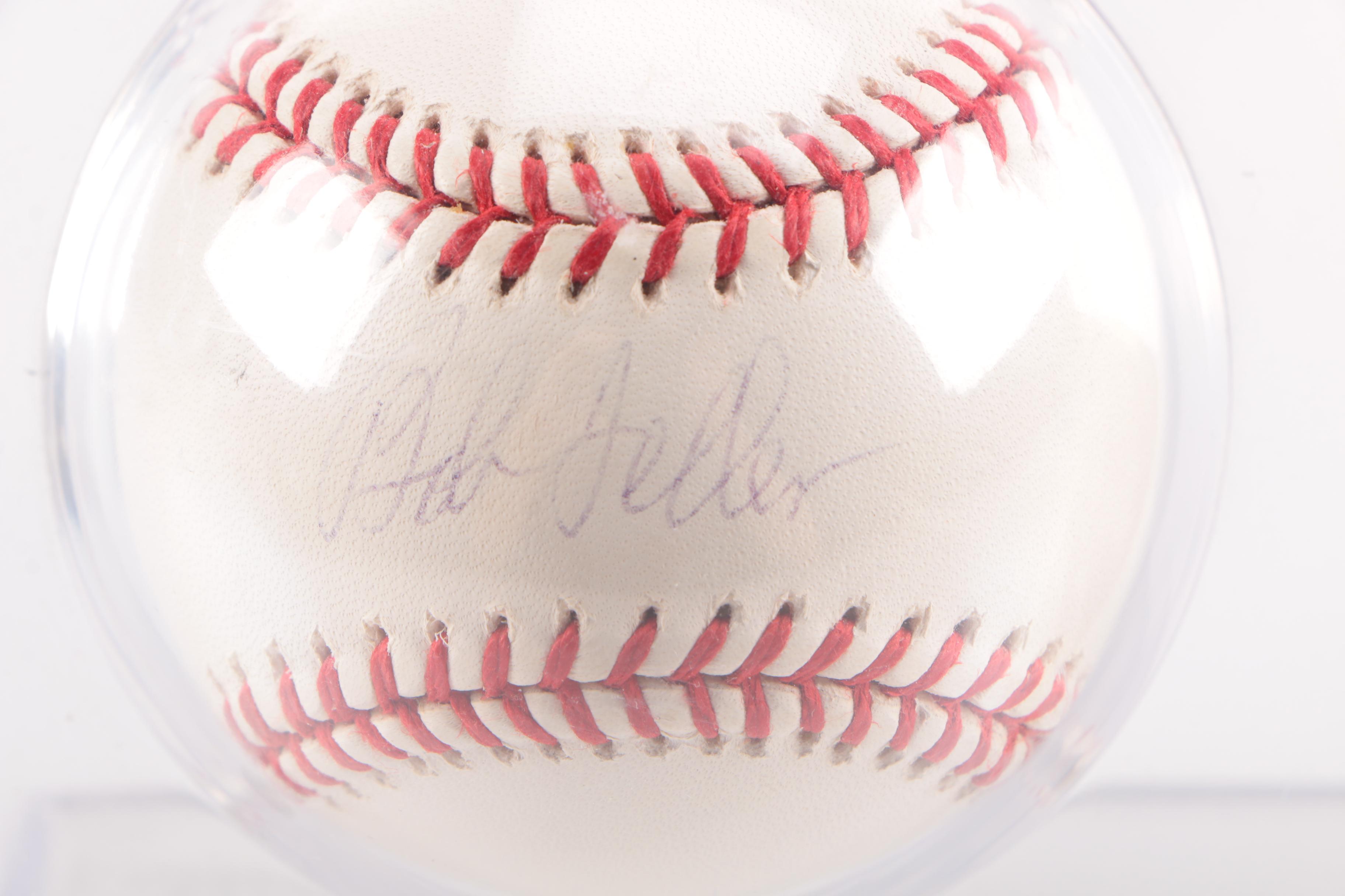 Bob Feller Signed Baseball and Upper Deck Collectible Card