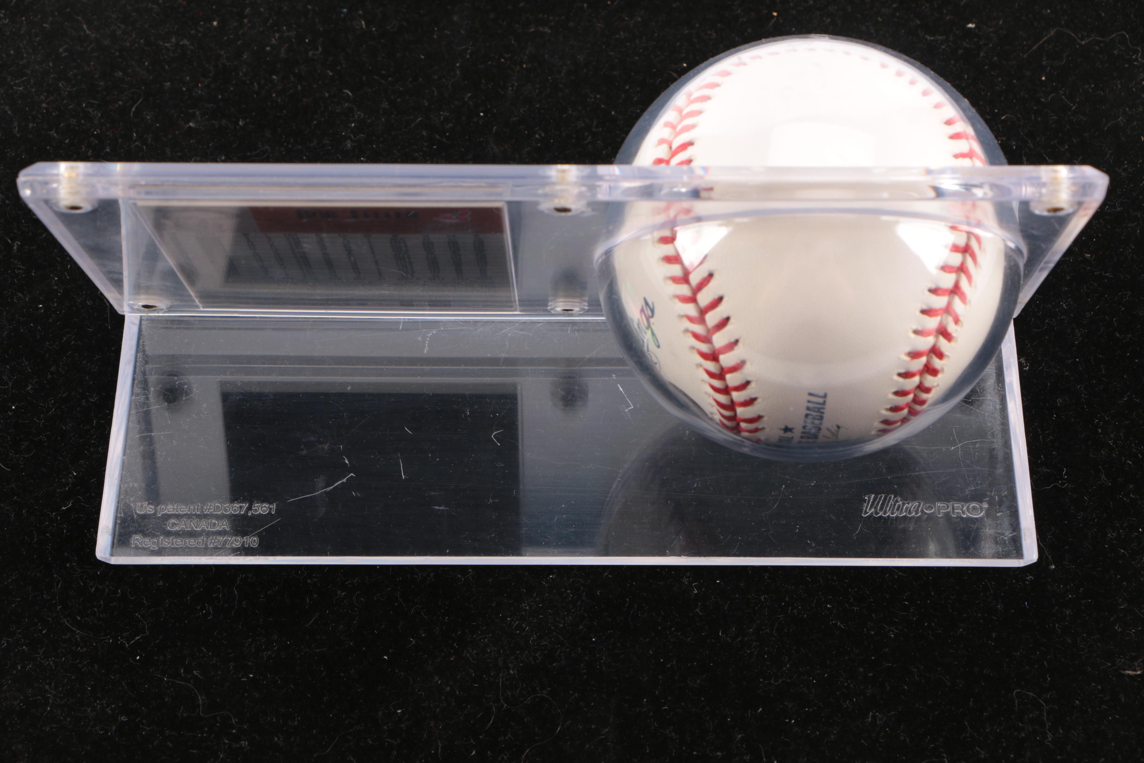 Bob Feller Signed Baseball and Upper Deck Collectible Card