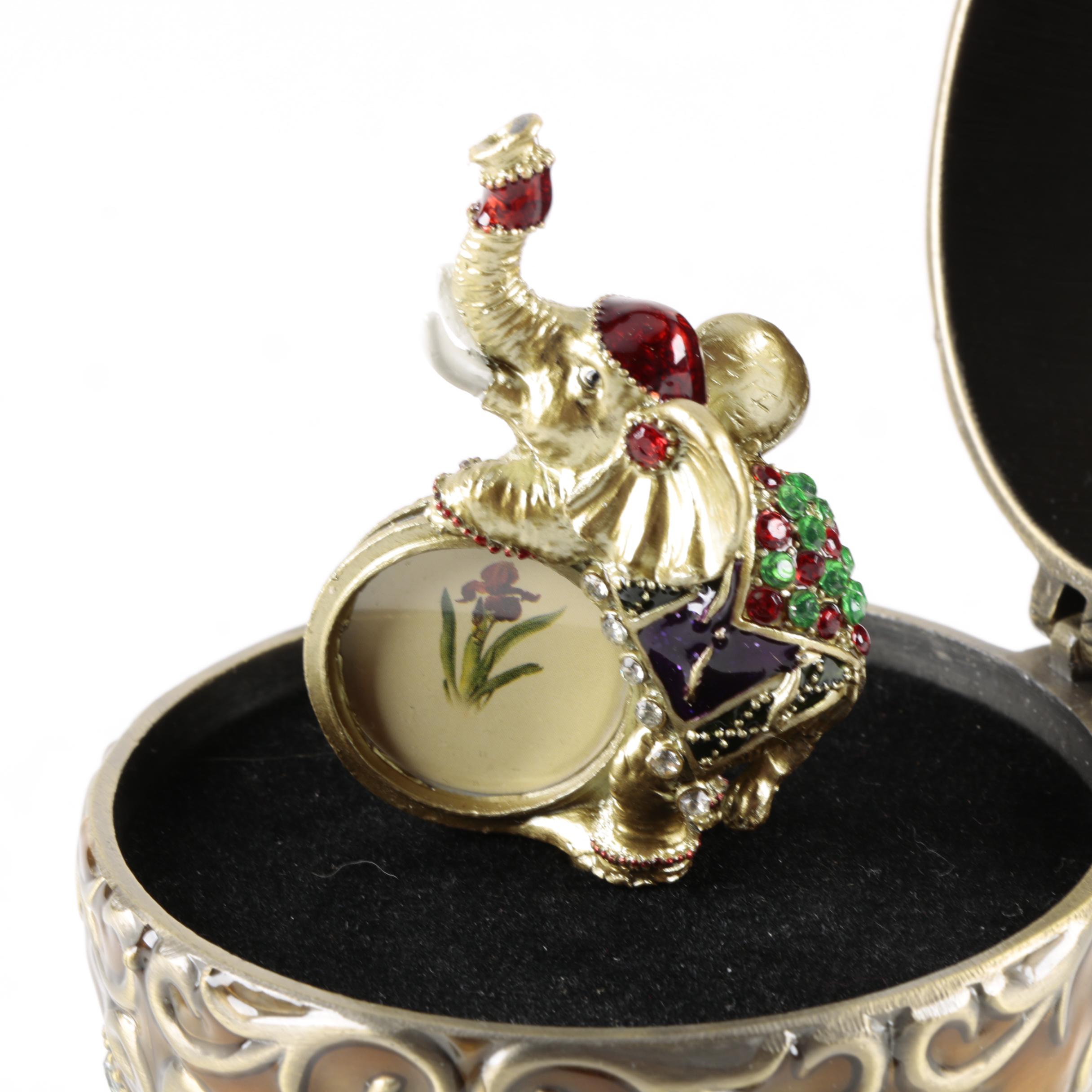 Ovoid Enameled Metal Music Box