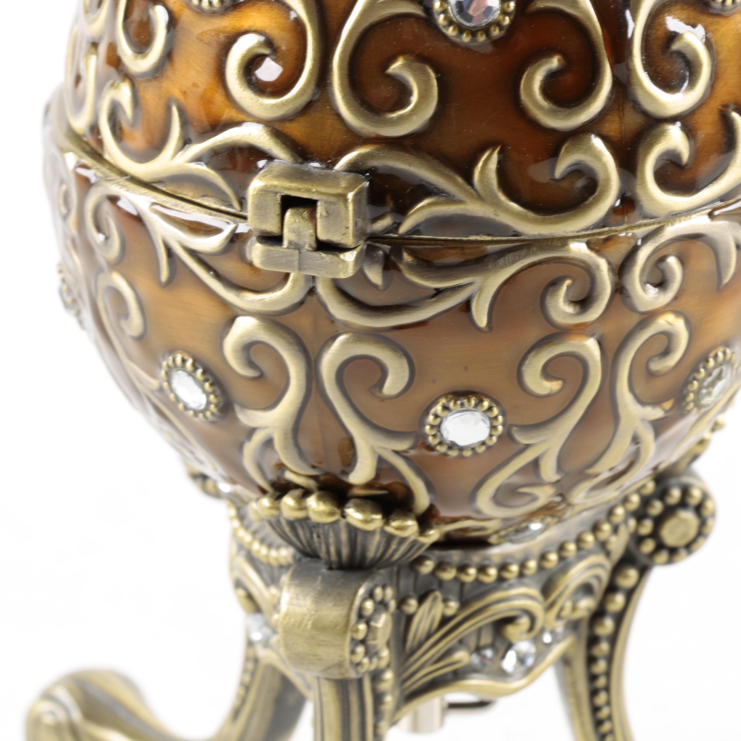 Ovoid Enameled Metal Music Box