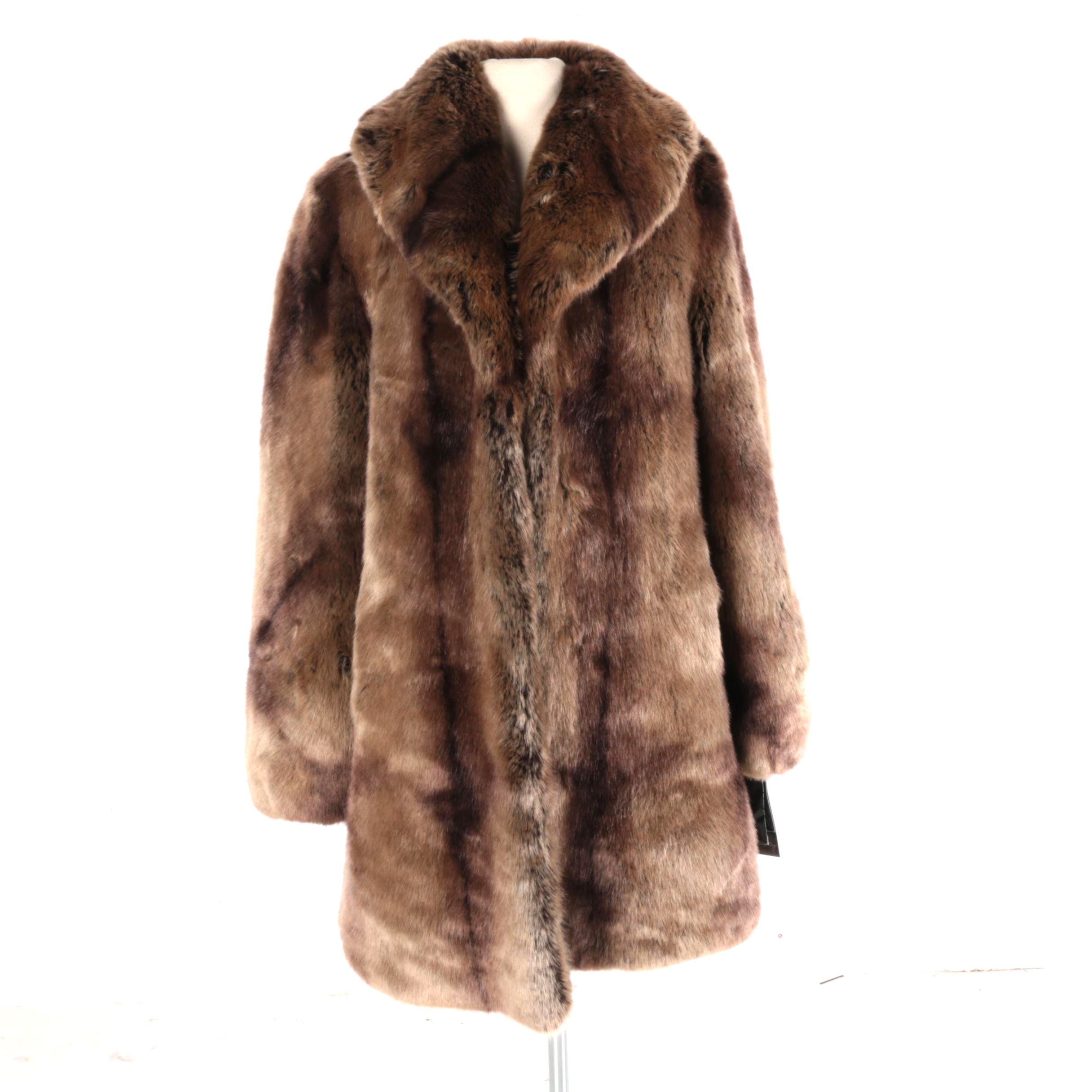 Black Diamond Collection by Pamela McCoy Faux Fur Coat