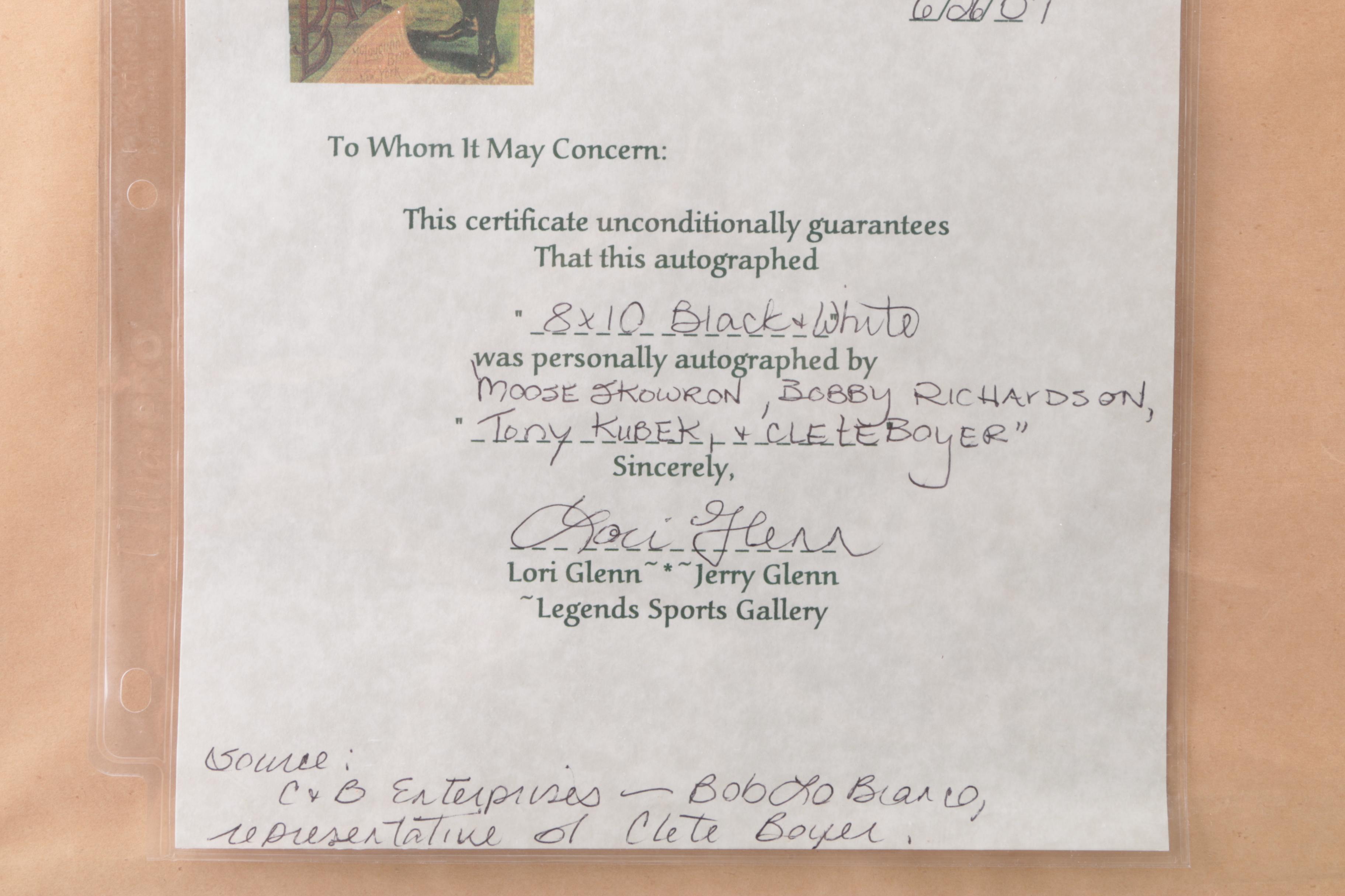 1961 Signed New York Yankees Infielder Photo