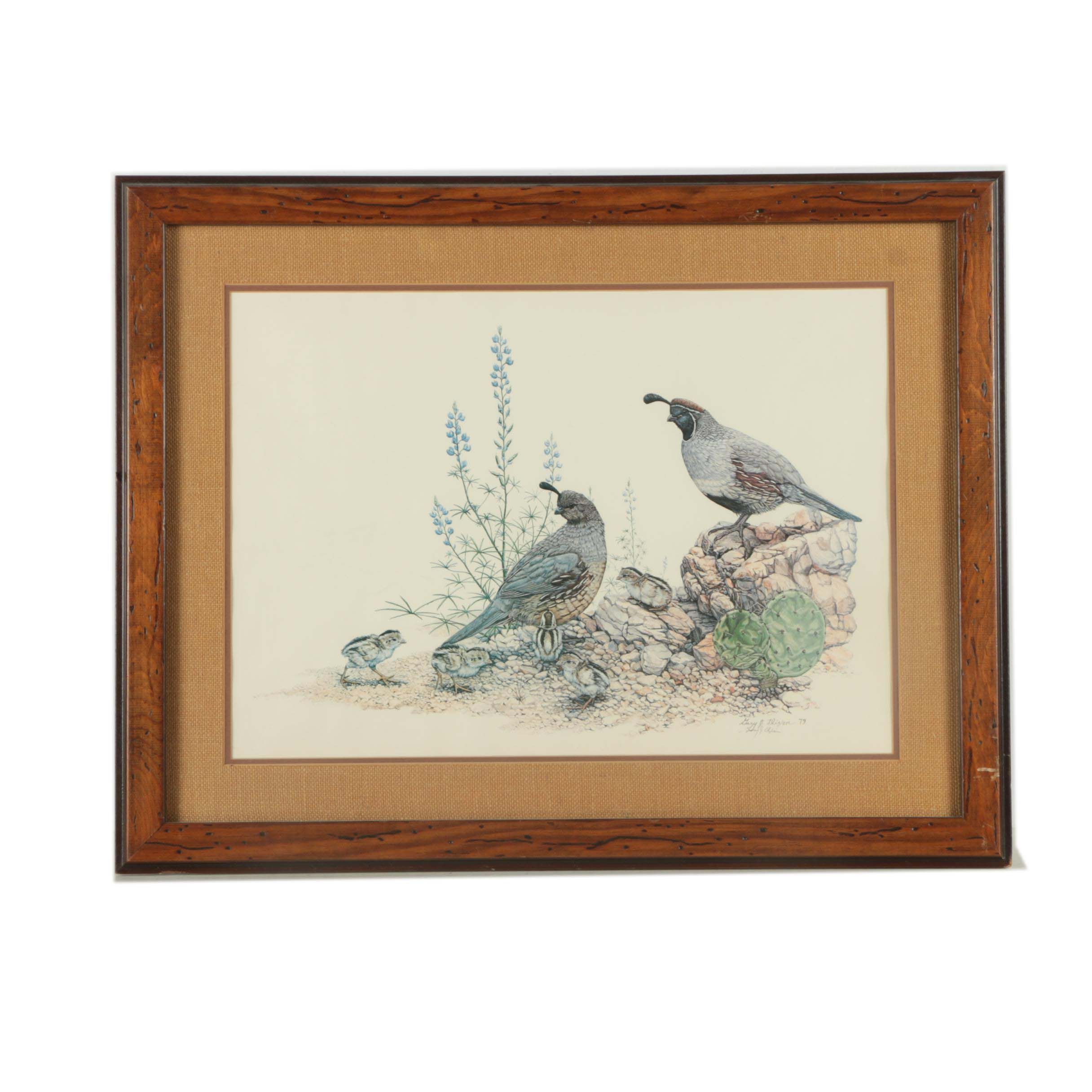 Offset Lithograph on Paper After Gary J. Dixon of Quails