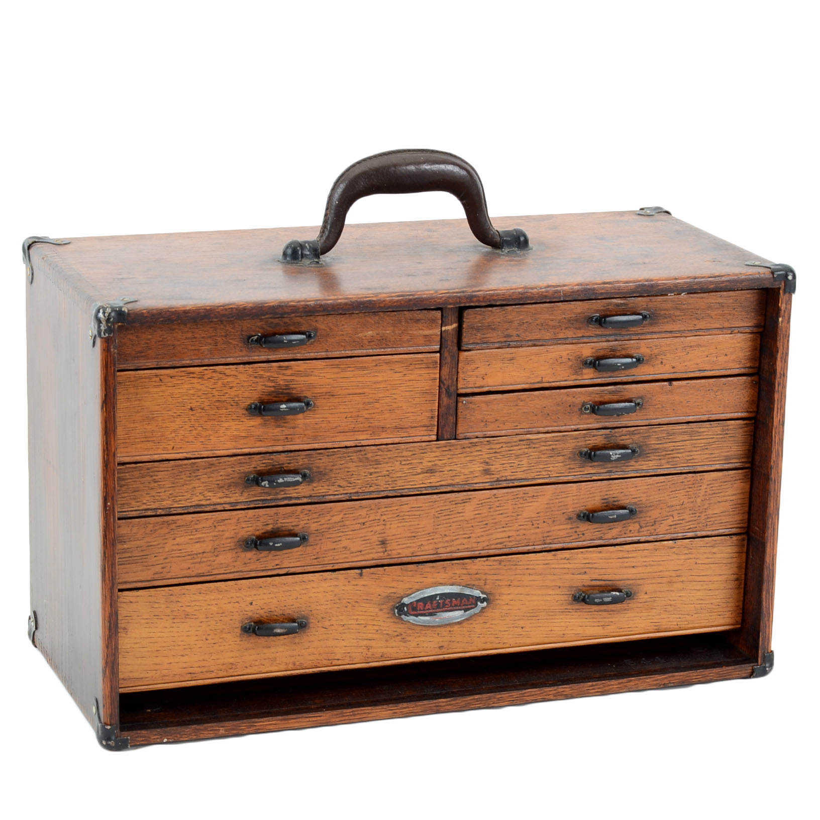 Vintage Craftsman Oak Machinist Tool Chest With Tools