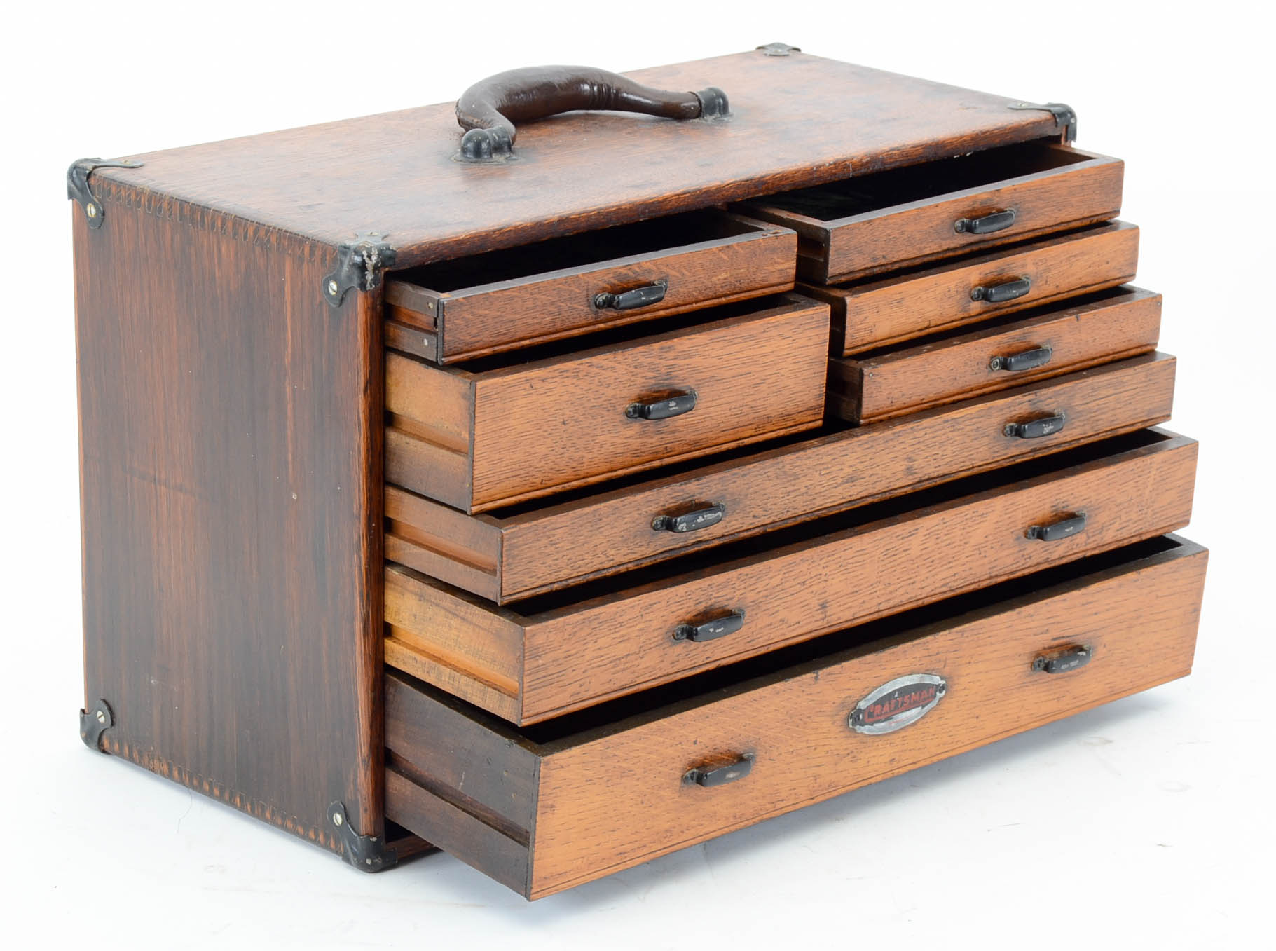 Vintage Craftsman Oak Machinist Tool Chest With Tools