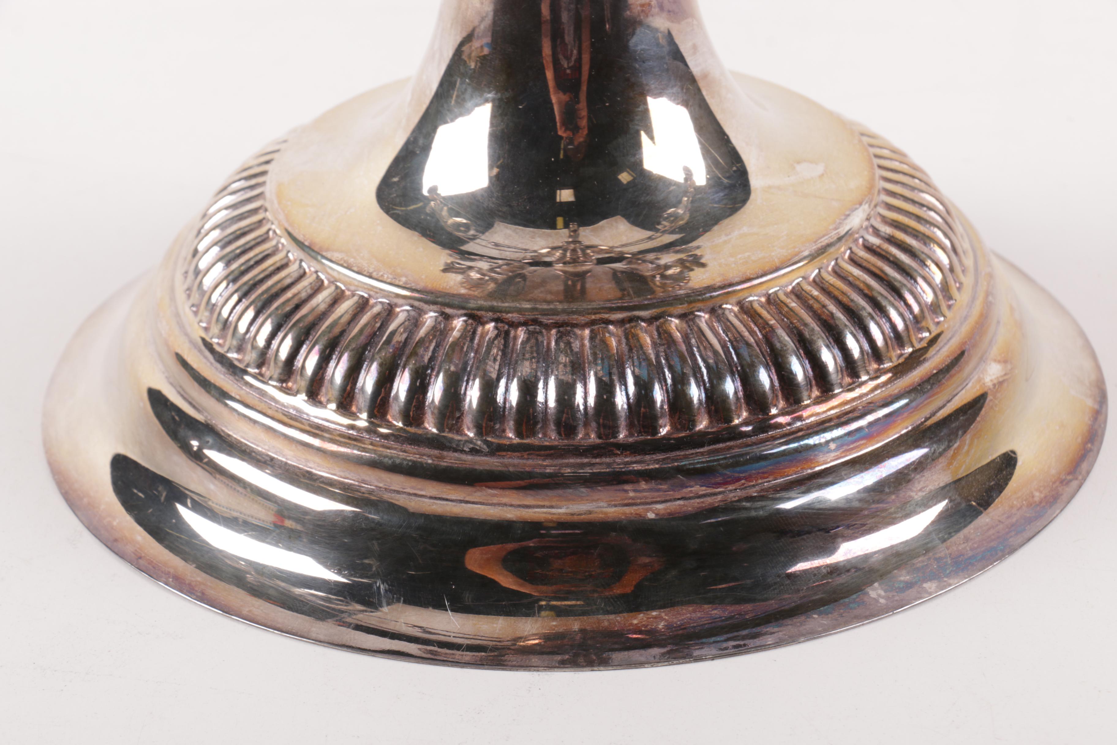 Silver Plate Candelabra with Three Glass Globes