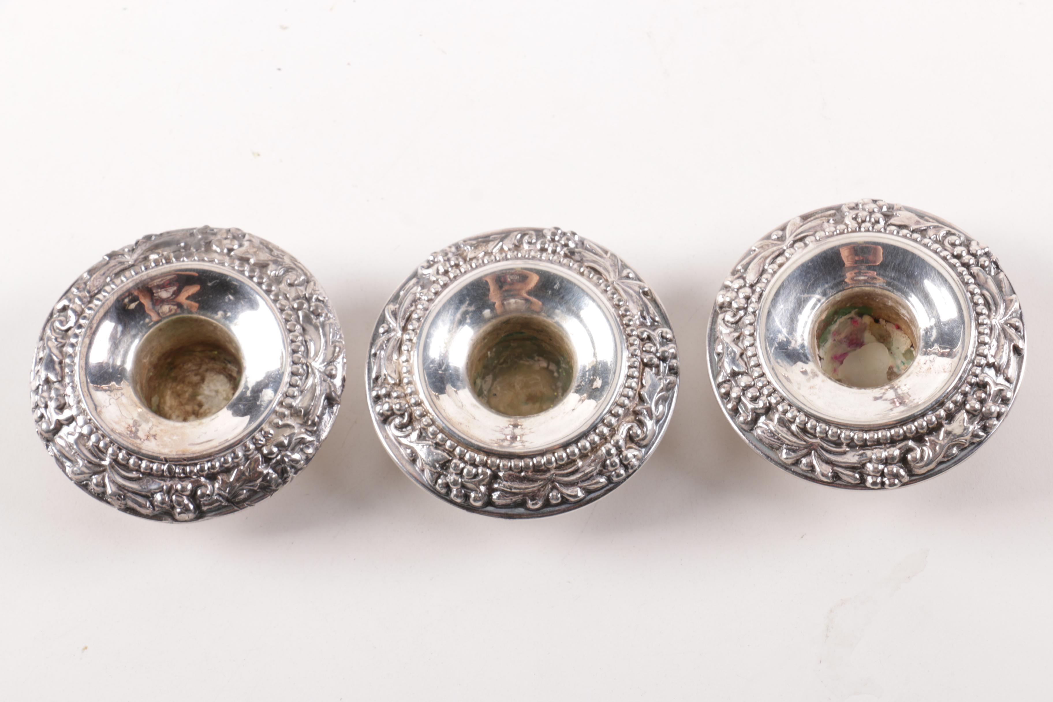 Silver Plate Candelabra with Three Glass Globes