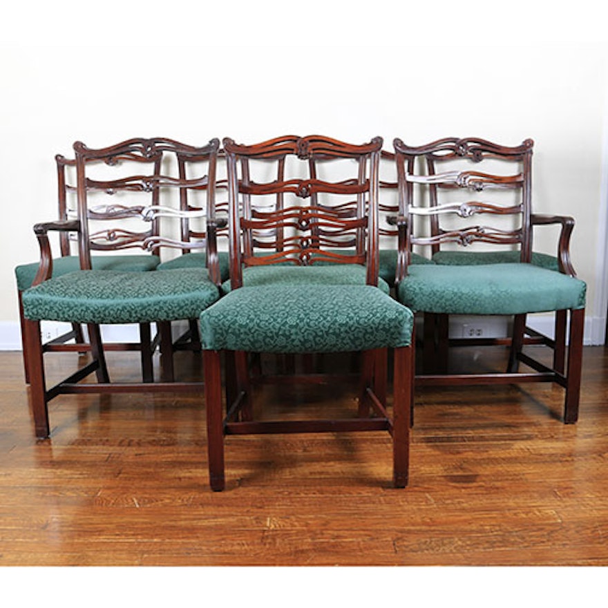 Set of Vintage Chippendale Style Mahogany Dining Chairs