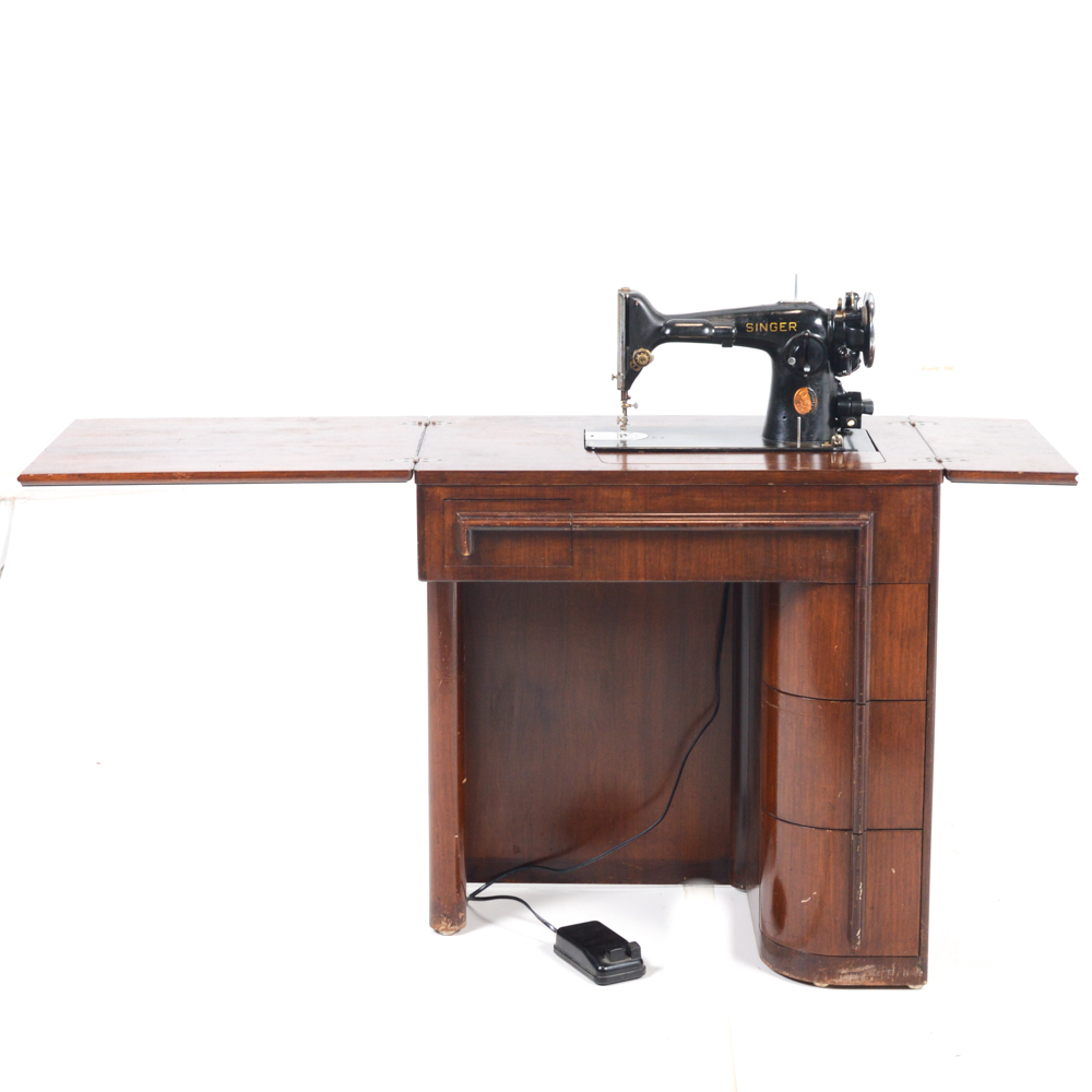 Vintage Art Deco Cabinet Singer Sewing Machine